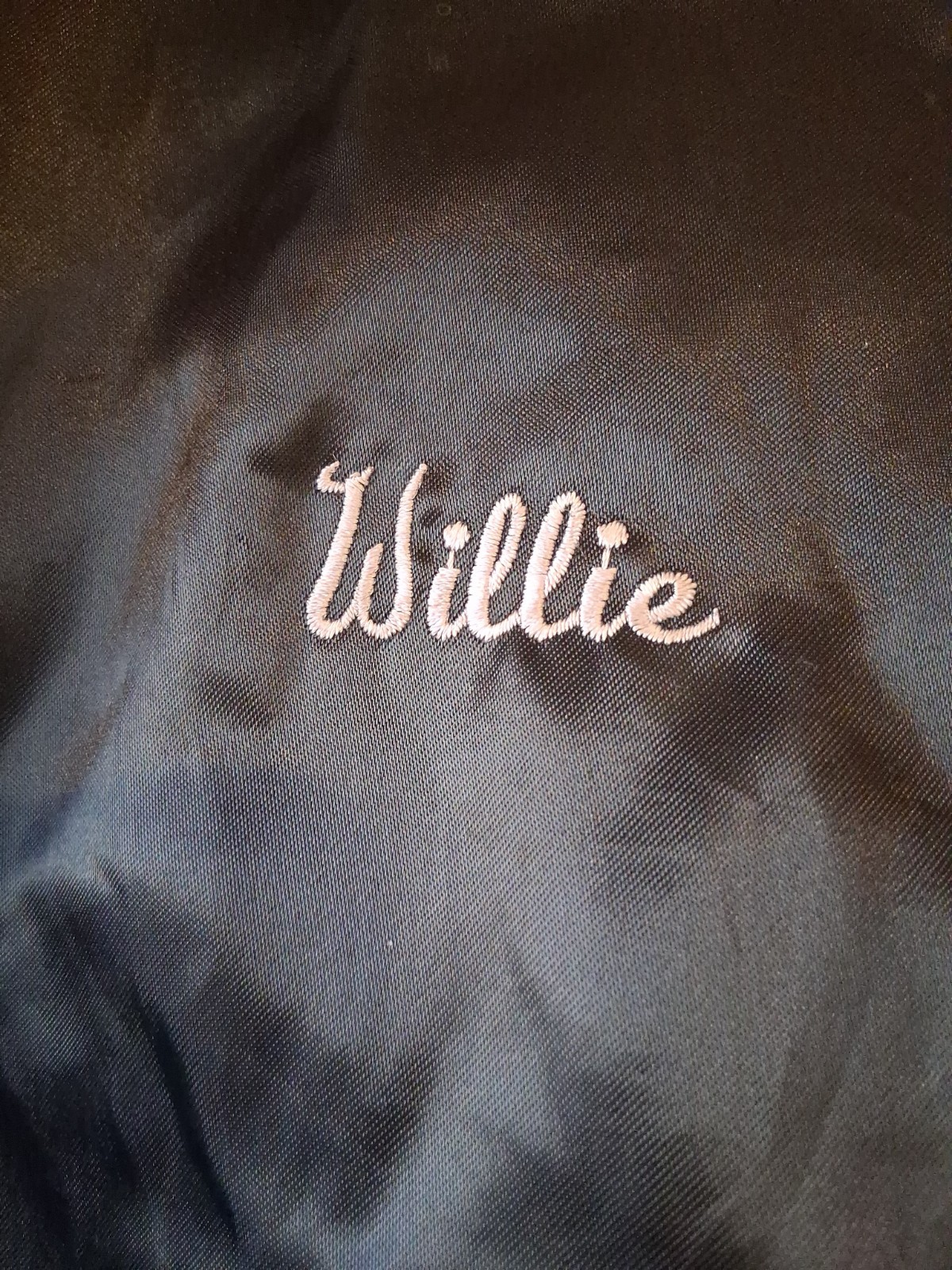 Vintage 1970s Aristo Jac CARS & RODS Shop Sara. FL Satin Jacket EMB “Willie” XL