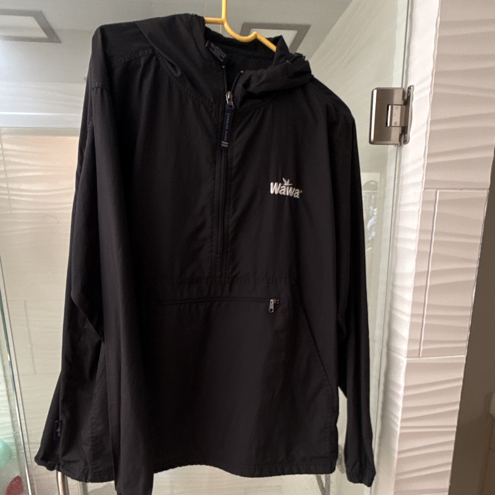 Charles River Apparel Men’s Black Hooded 1/4 Zip Anorak Embroidered Logo L