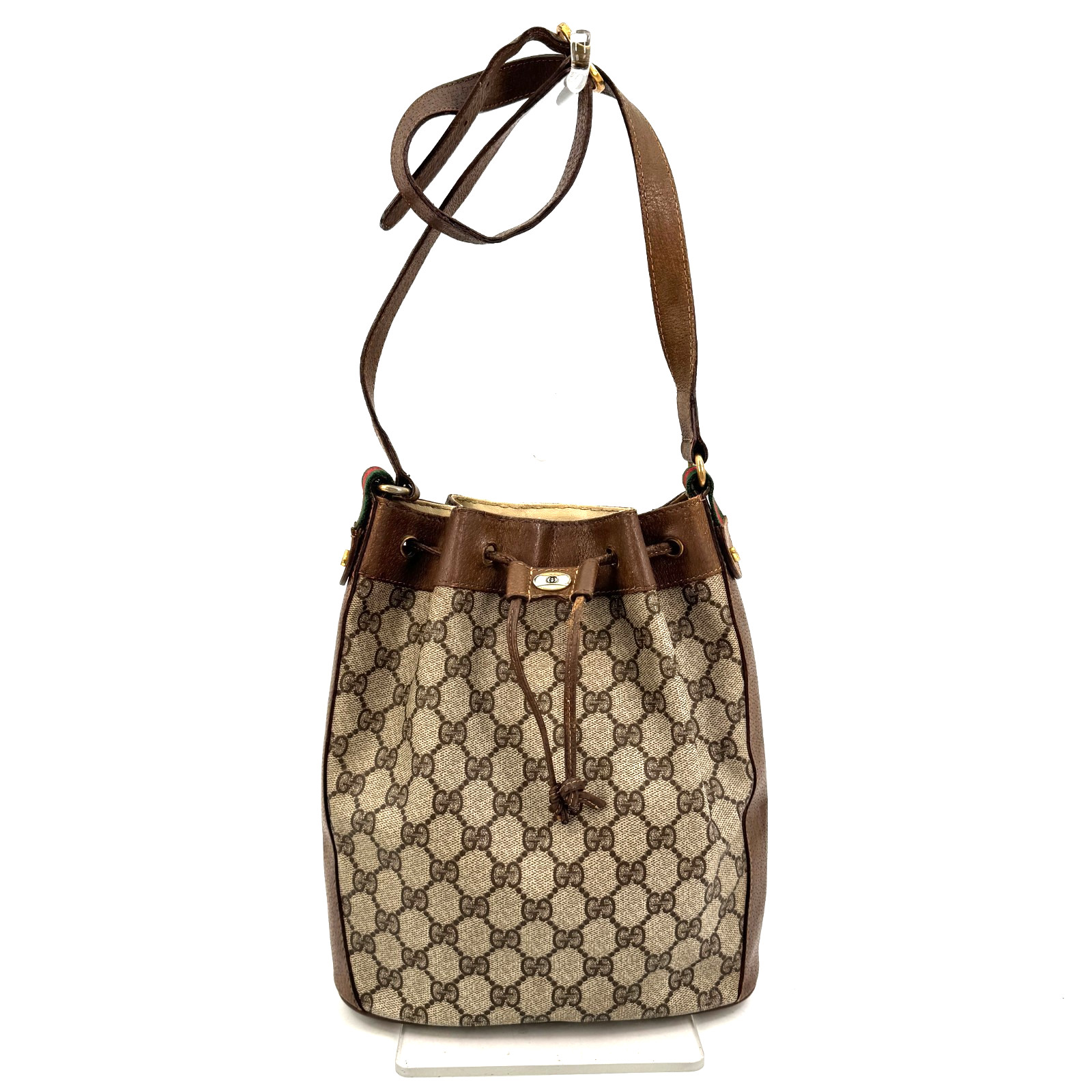 Vintage GUCCI Sherry Shoulder Bag Drawstring GG