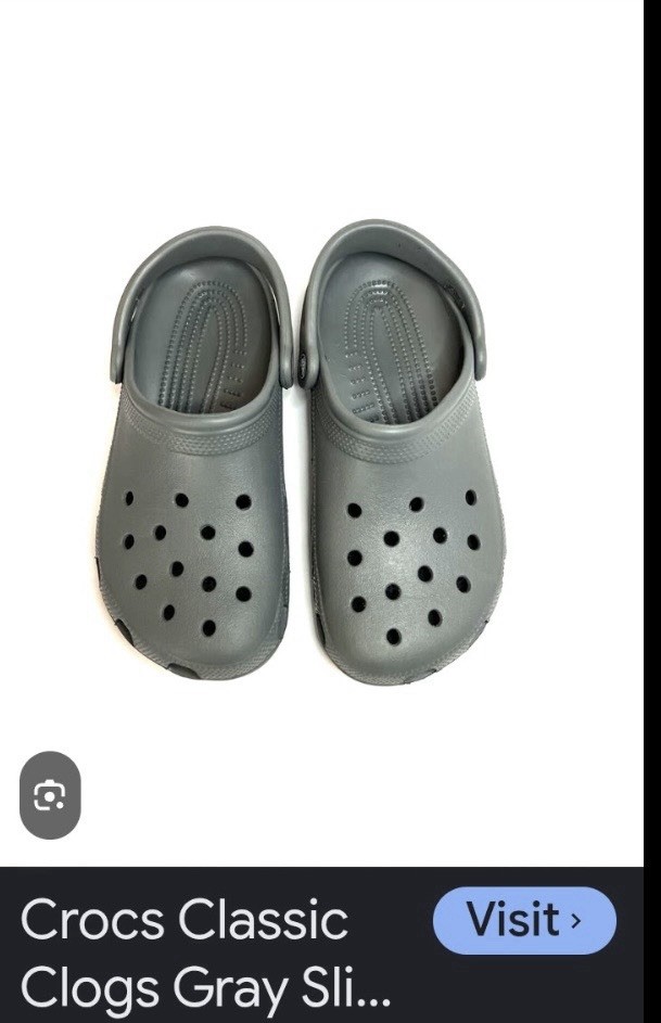 Crocs Classic Men’s US 17 Gray Clog Sandal Slip-On Synthetic Upper Logo