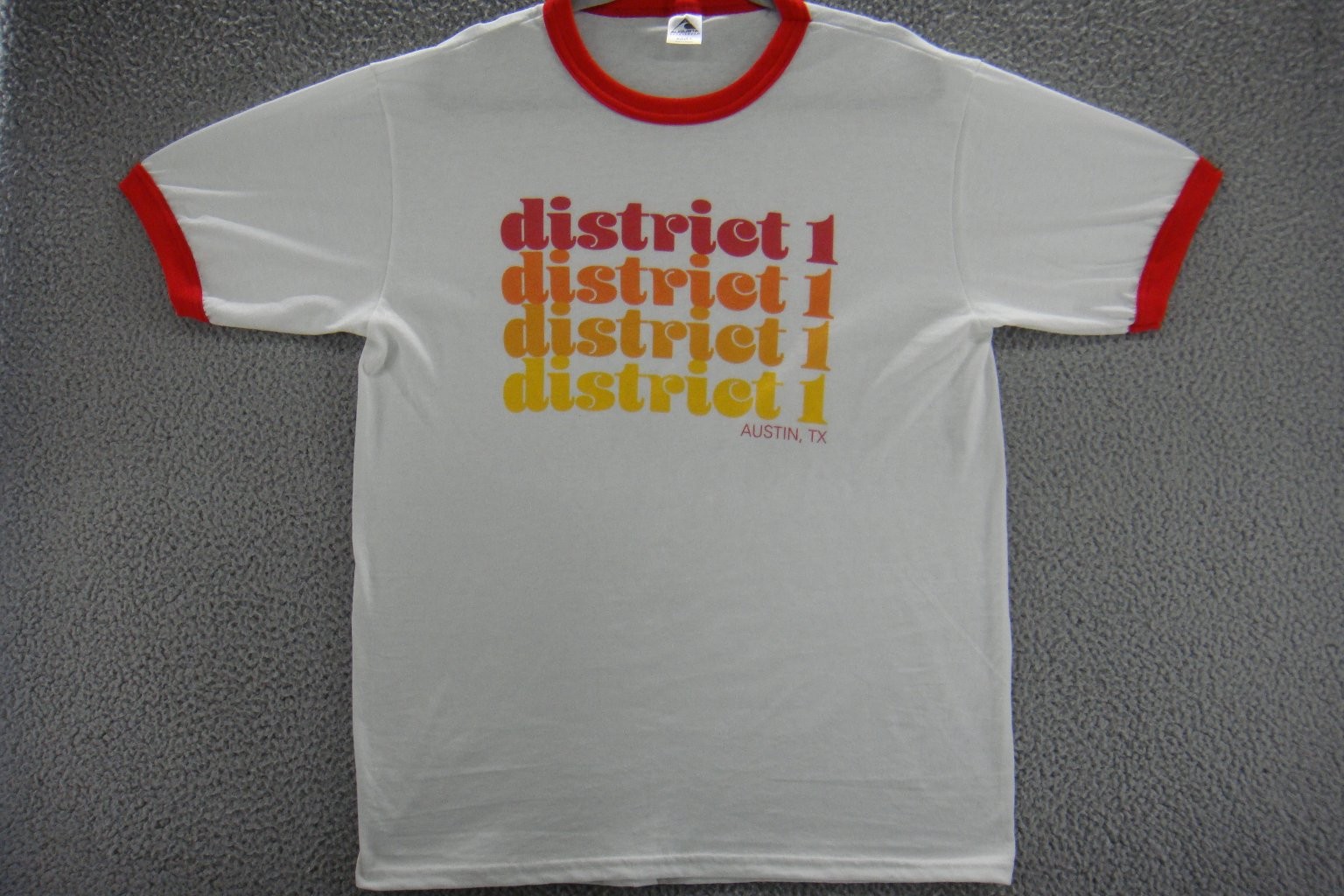 Vintage Austin TX Shirt Mens Large District 1 Ringer Tee Augusta Sportswear 90s