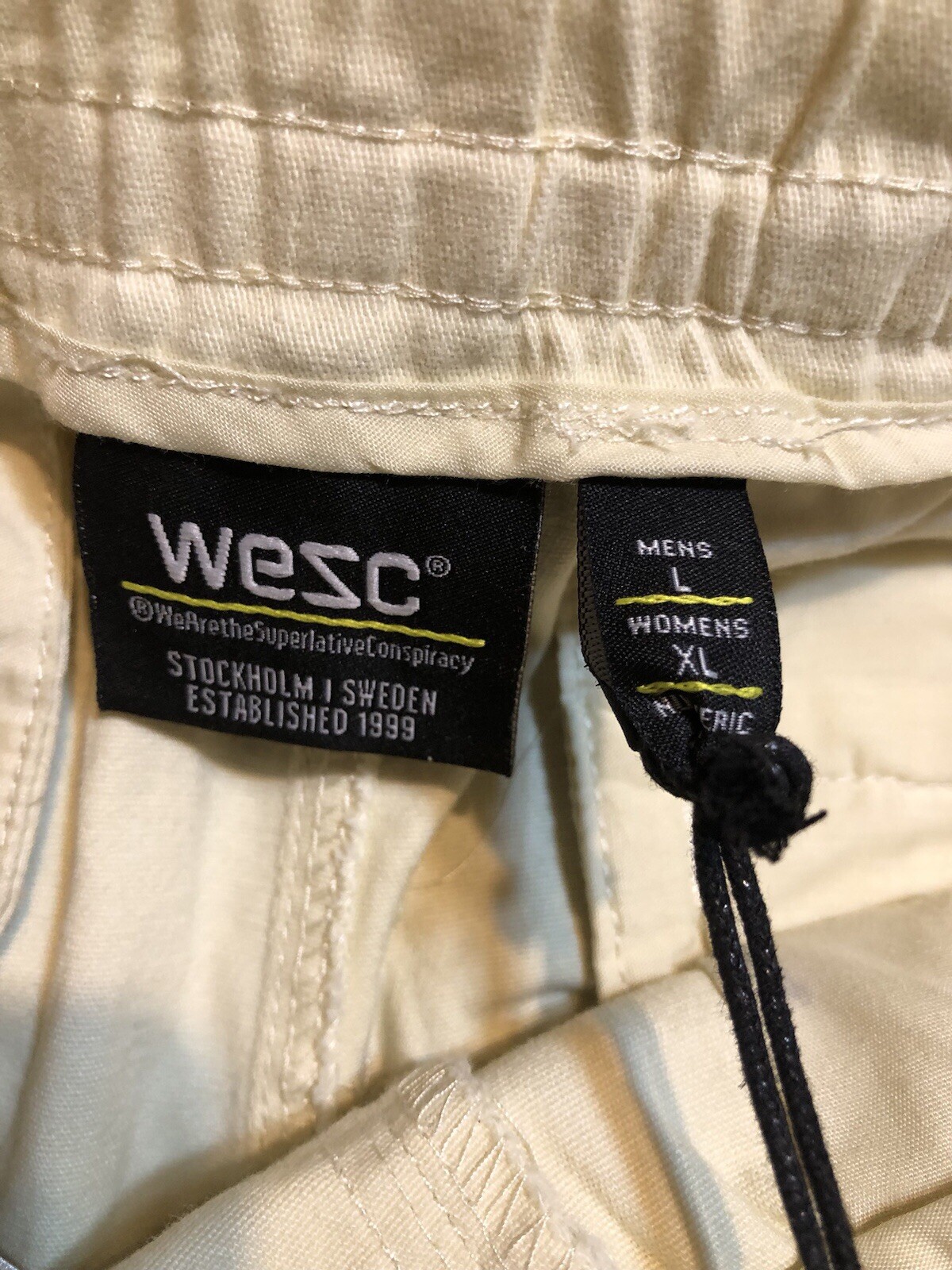 Wesc Cream Unisex Cotton Elastane Cargo Jogger Sizes Men L Women XL