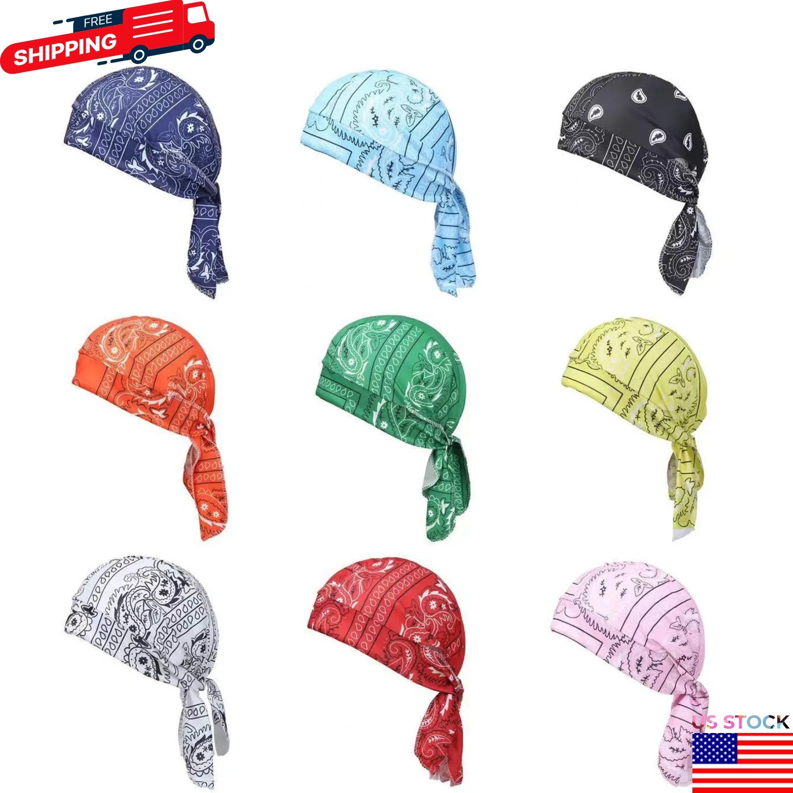 Elastic Motorcycle Wrap Biker Du Bandana Paisley Doo Rag Head Skull Cap Durag US