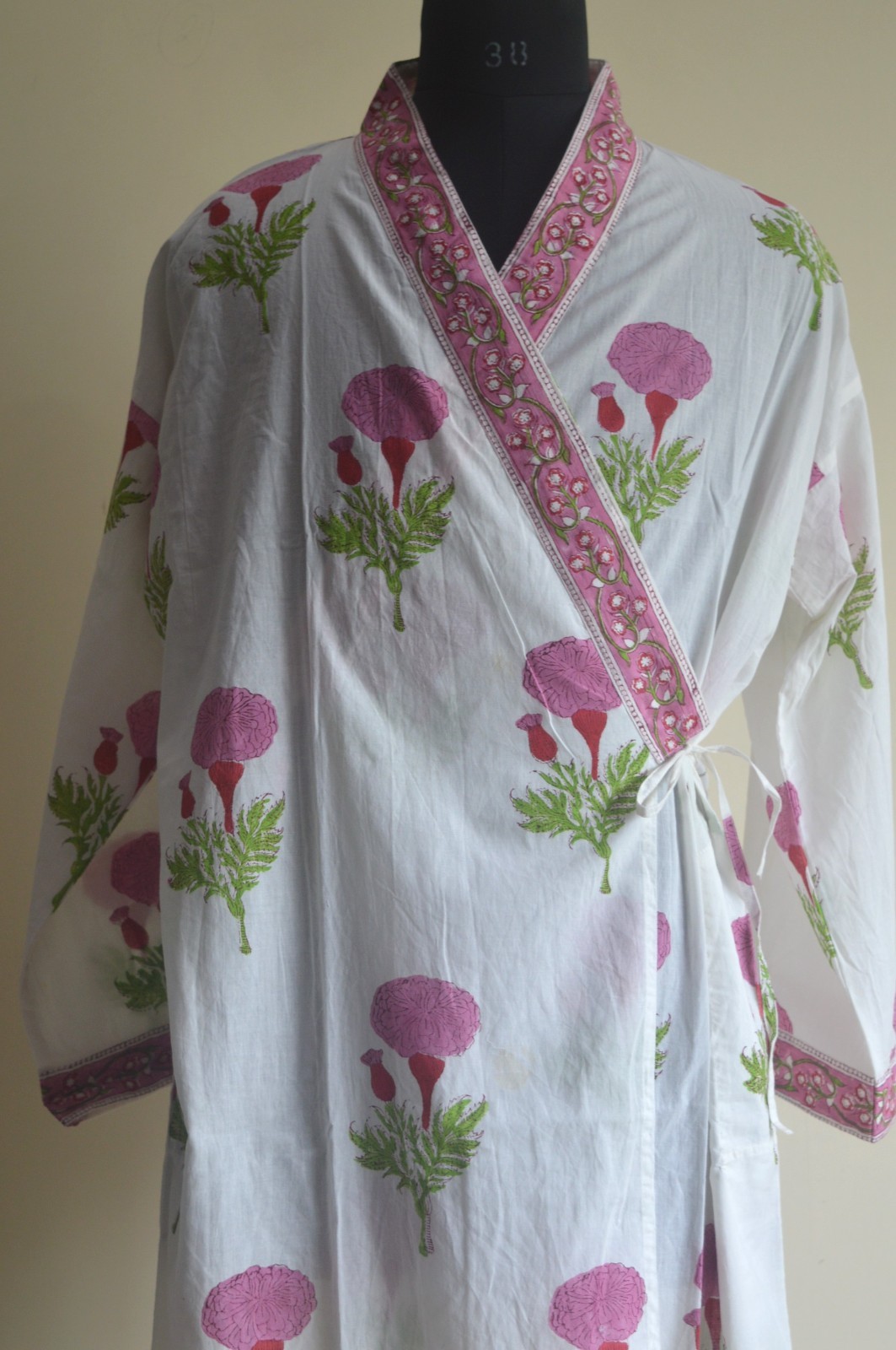 100% TARRIF FREE✅0% CHARGE Hand Block Japanese Kimono 100%Cotton Dress KM-34*