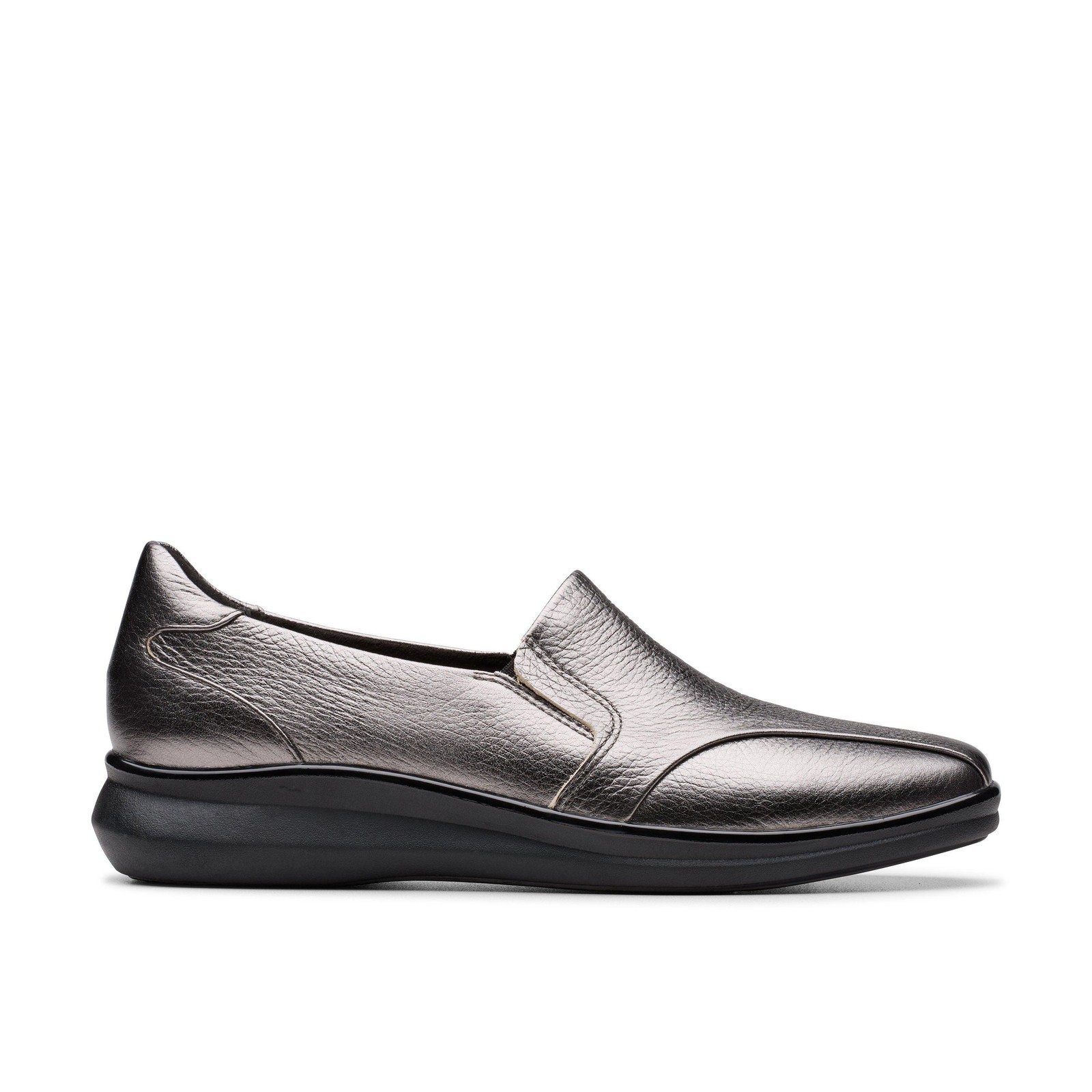 Clarks Womens Lynell Edge Grey Leather Dress Shoes