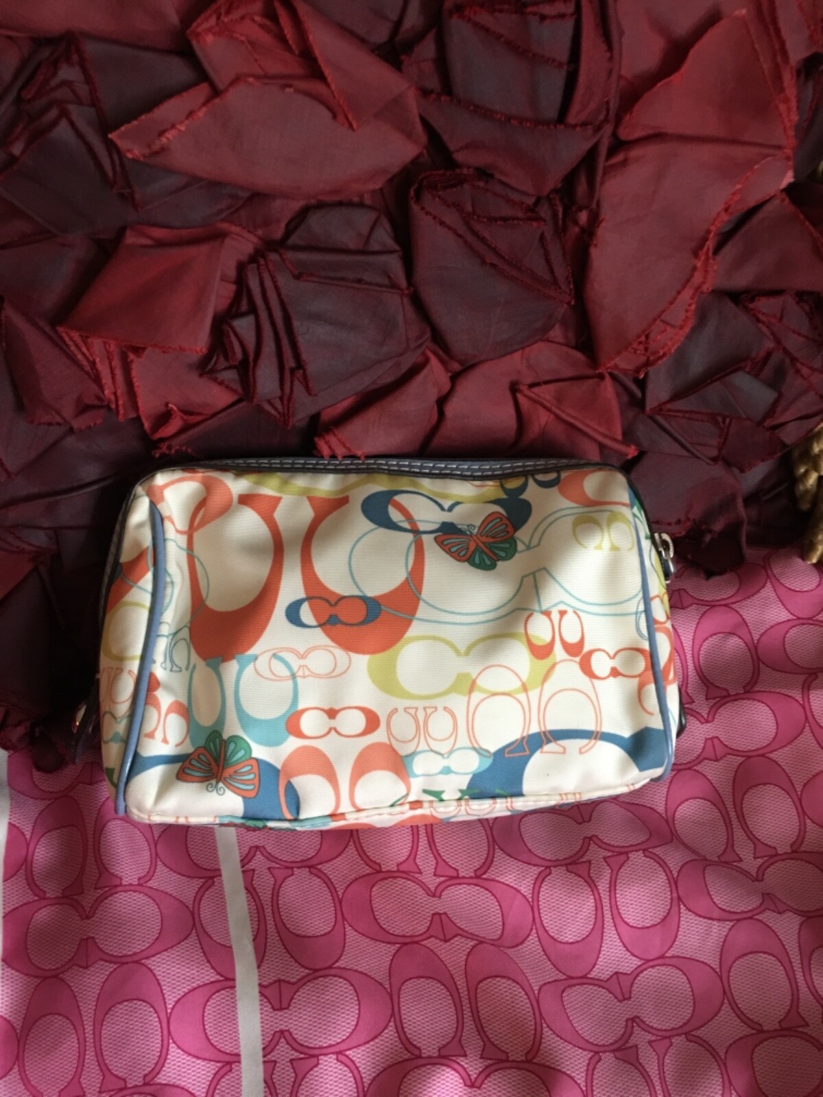 Coach Ashley CC monogram Multicolored make up/larger phone pouch. Barely used