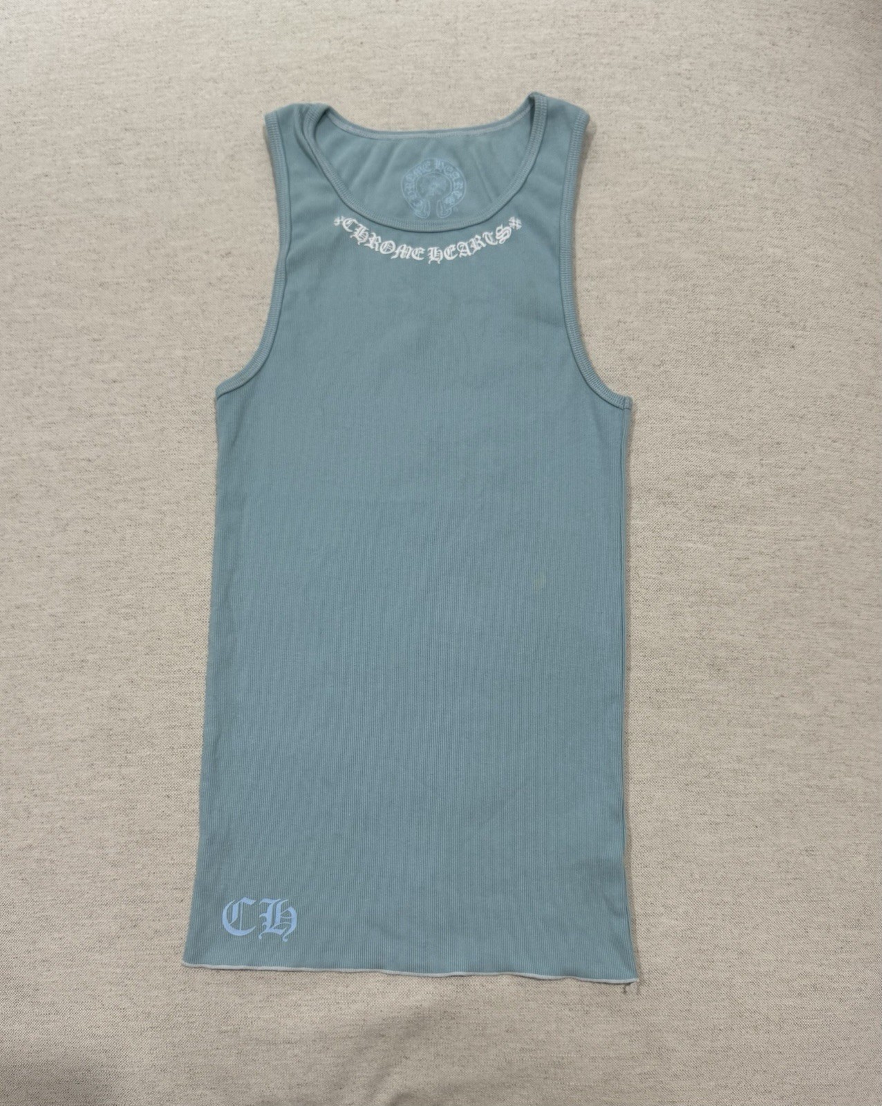 Chrome Hearts ‘Love You’ Miami Exclusive Ribbed Tank-top Baby Blue size M
