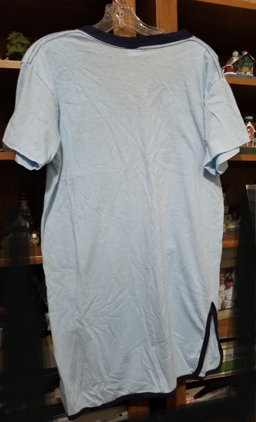 Vintage 1980’s CHED by Anvil BMW Nightgown Baby Blue with Navy Trim One Size