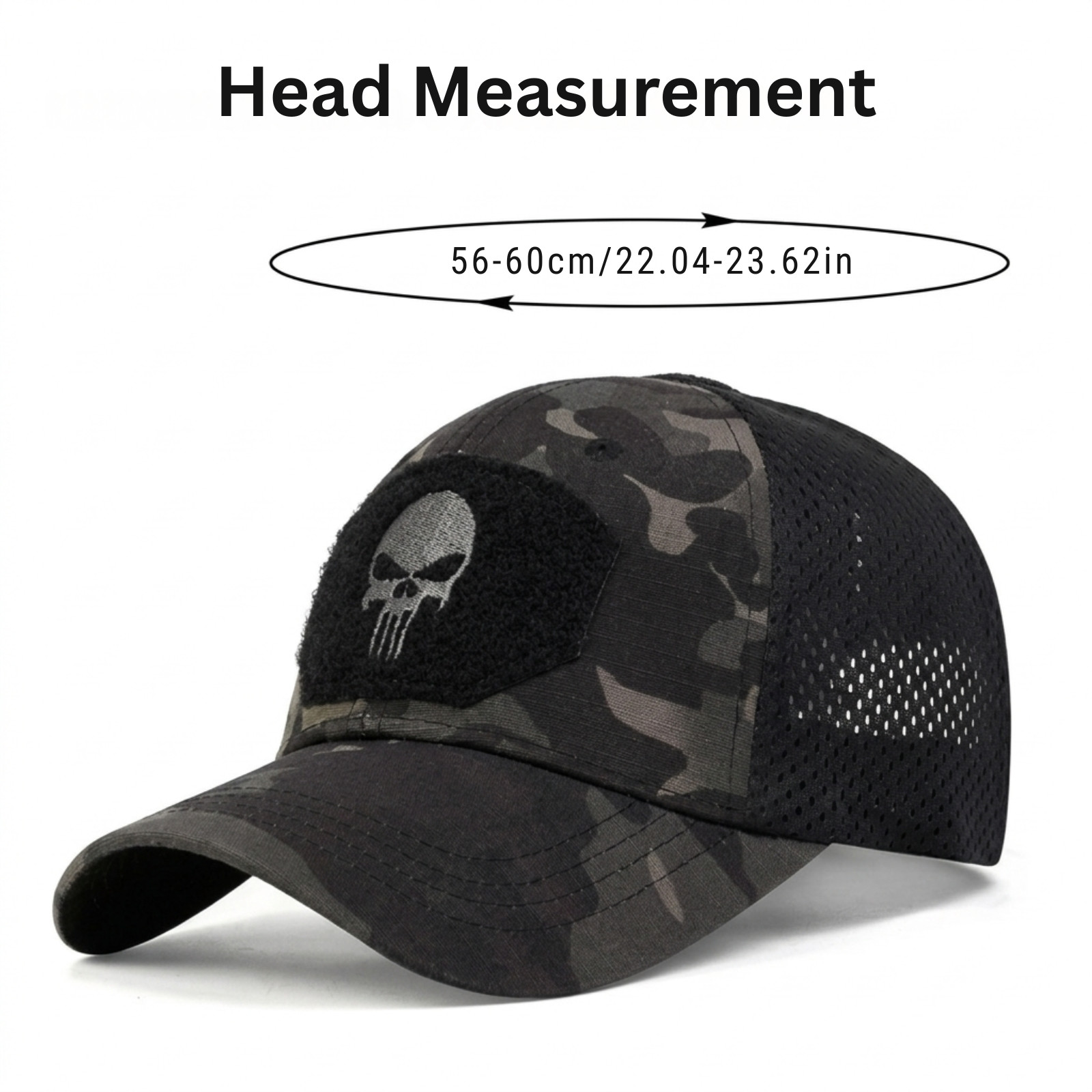 Tactical Baseball Cap Skull Patch Camo Mesh Operator Hat Men Adjustable Military