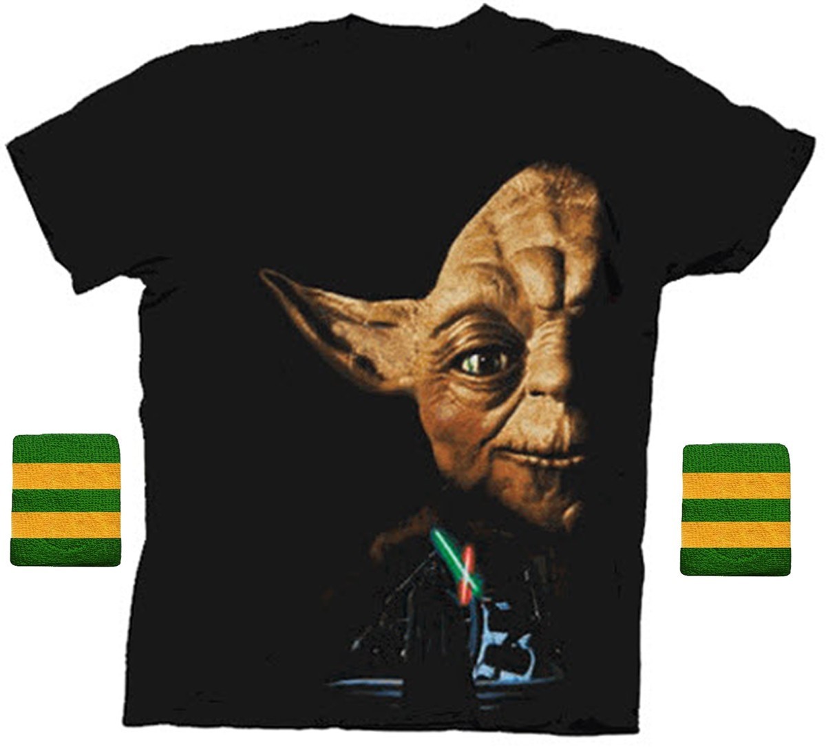 Adult Step Brothers Dale Yoda Return of the Jedi Halloween Shirt & Wristband Set