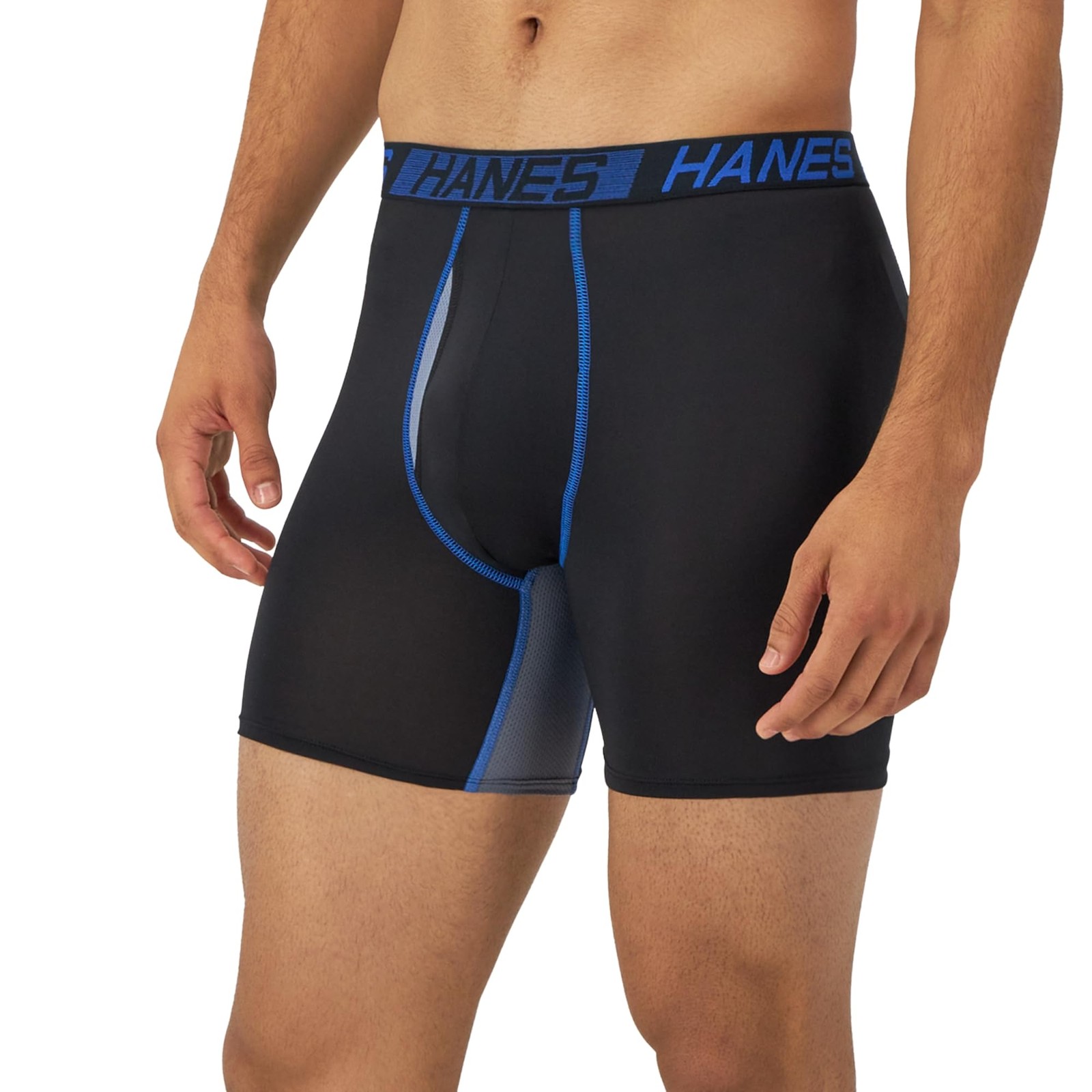 Hanes Men’s Boxer Briefs 3-Pack Total Support Pouch Black Medium
