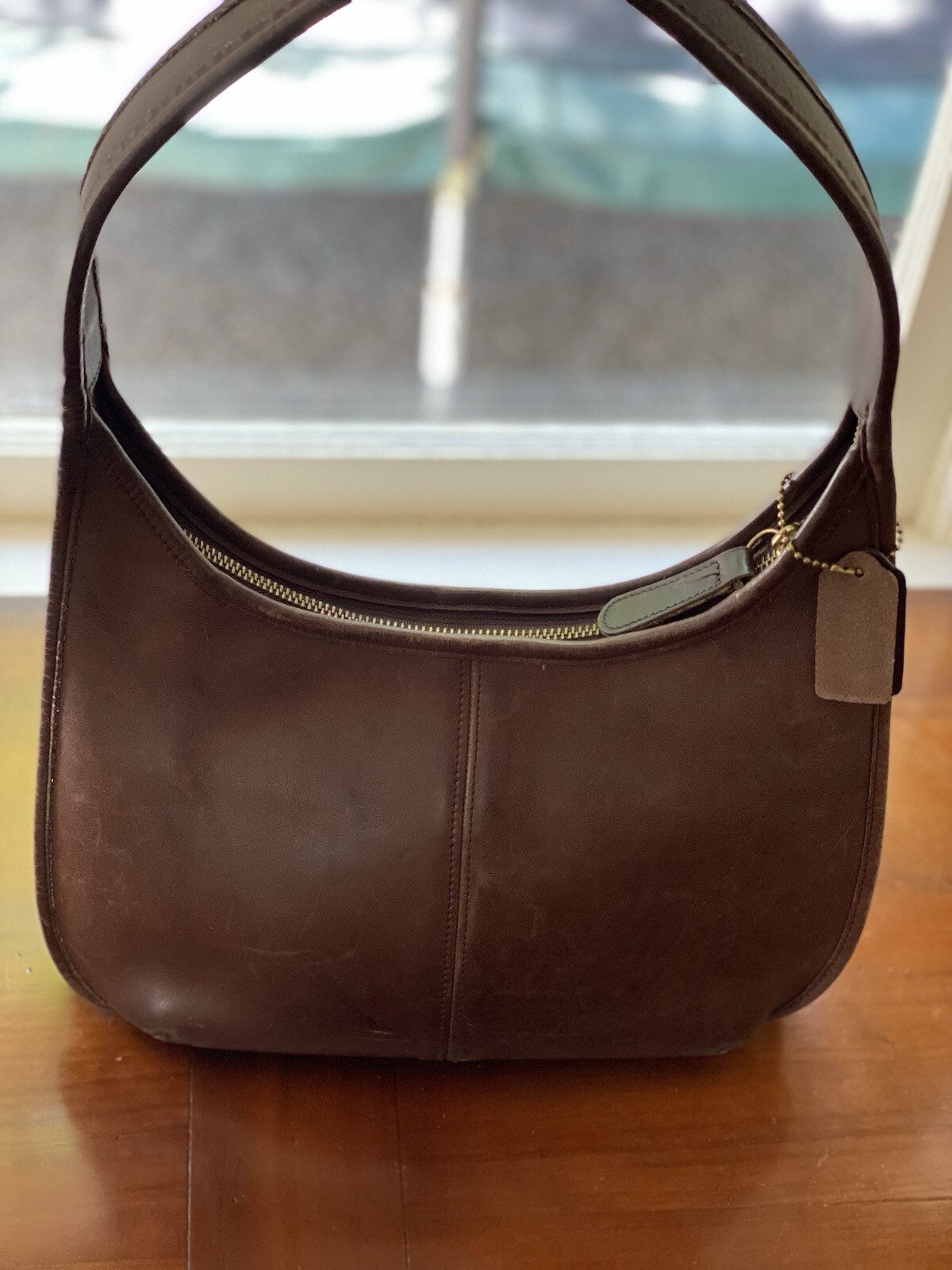 Vintage Coach Womens Brown Ergo 9025 Inner Pockets Shoulder Strap Hobo Bag