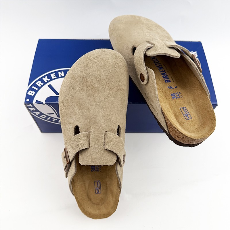 Birkenstock Boston Narrow/Wide Women Men Suede Clog Taupe Shoes EU37-45 With Box