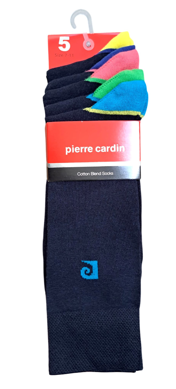 PIERRE CARDIN | Mens 5 PAIRS Navy Blue Tipped Socks | One Size UK 7-11 EU 40-46