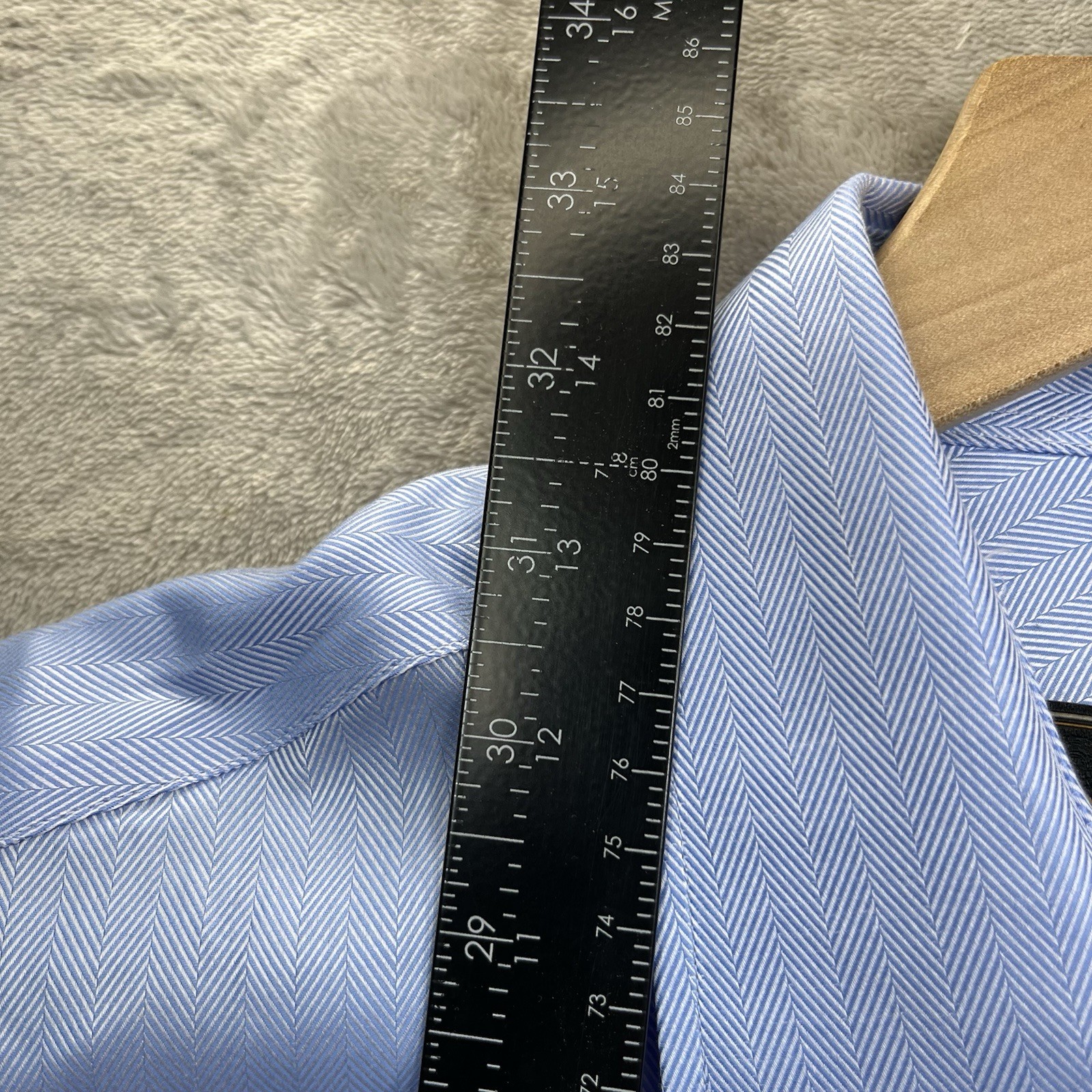 Jos. A. Bank Reserve Dress Shirt Mens 16 33 Blue Herringbone Egyptian Cotton NEW