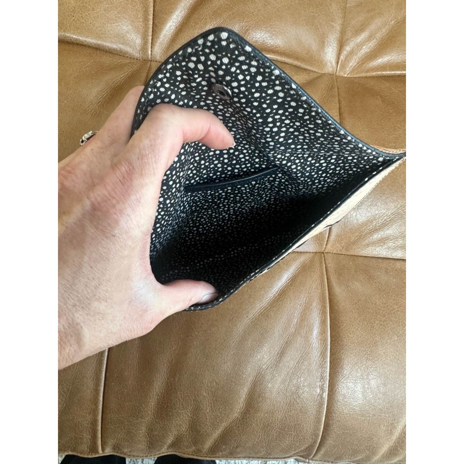 EUC! Loeffler Randall Python-Embossed Leather Envelope Clutch – Nude/Beige