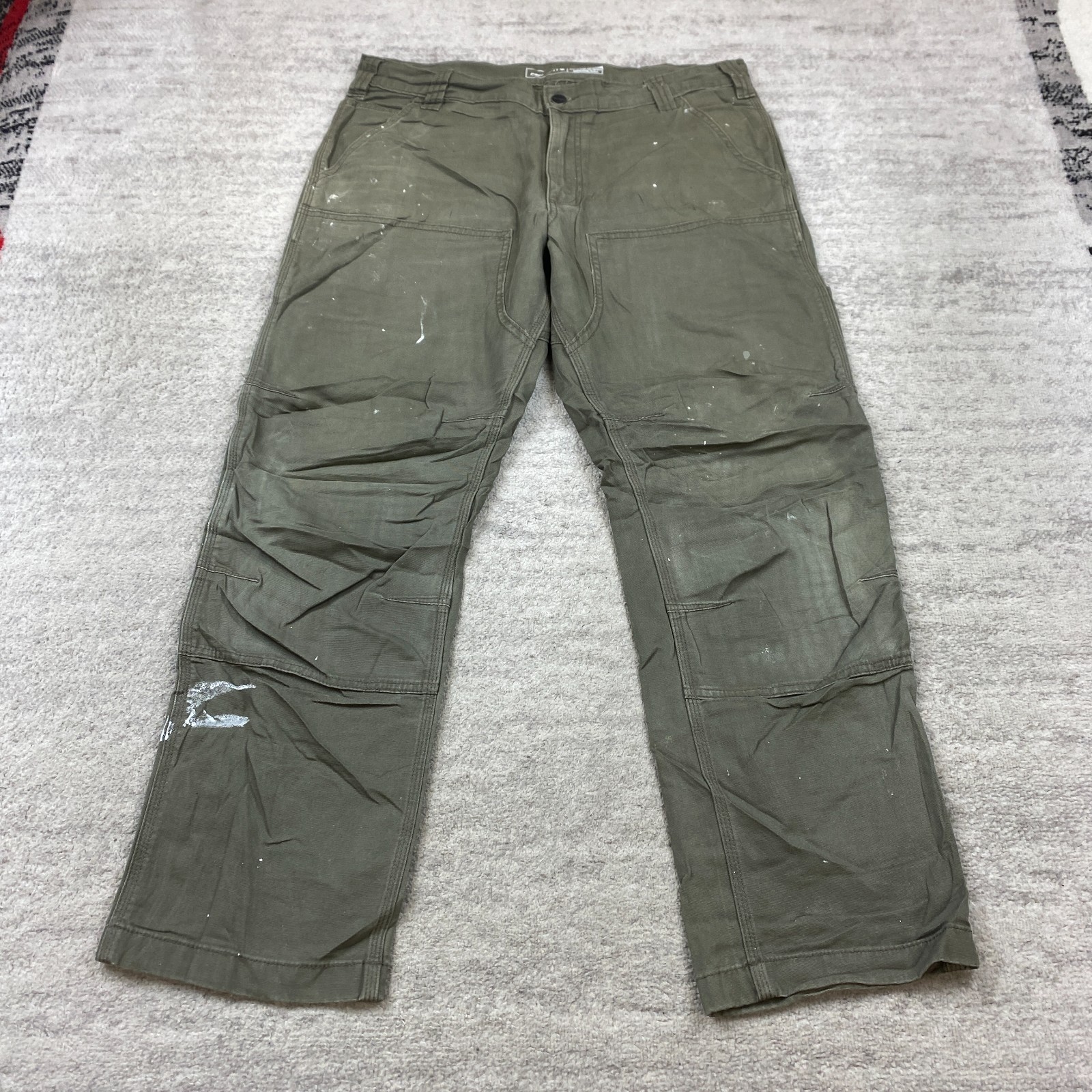 Carhartt 102802 Canvas Double Knee Pants 34 Green Y2K Workwear Rigby Mens 34×30