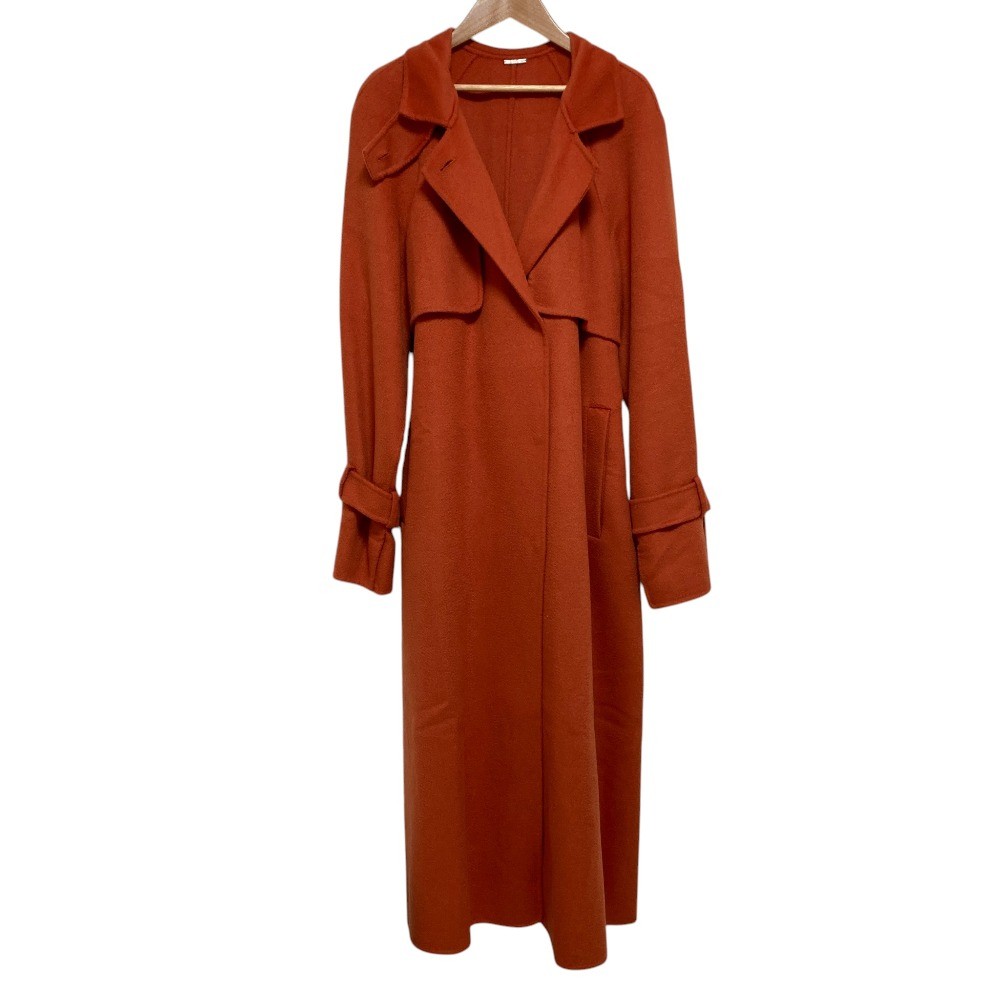 SNIDEL Scale Cashmere Stand Collar Coat, Belted, Size 1, Orange Women USED