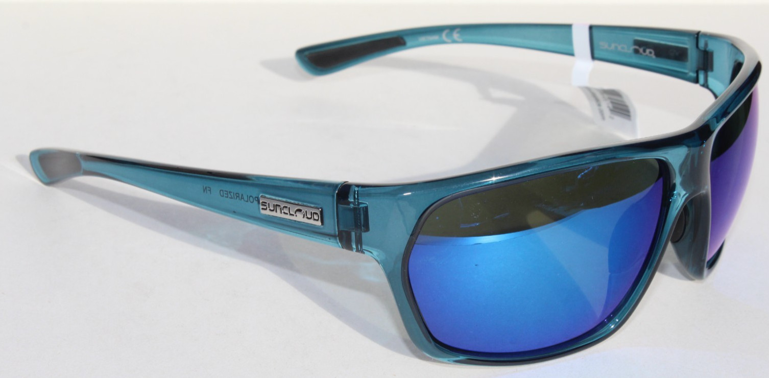 SUNCLOUD Boone POLARIZED Sunglasses Crystal Marine/Aqua Blue Mirror NEW Smith