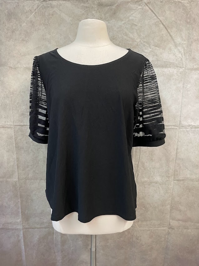 A.U.W Women’s Black Blouse Short Sleeve Size XL