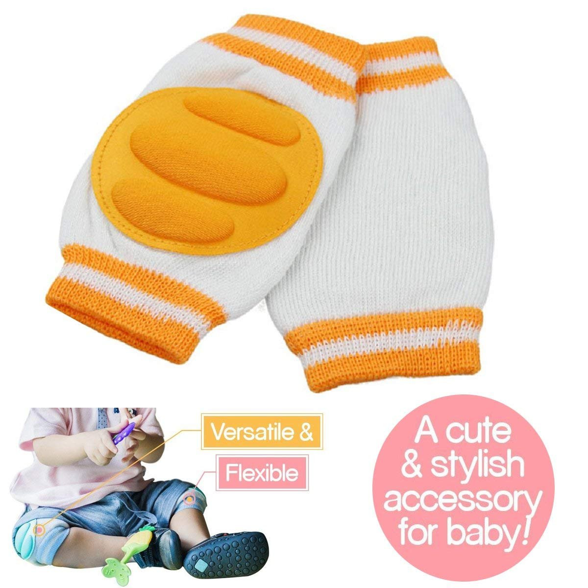 3 Pairs Baby Knee Pads for Crawling – Adjustable Breathable Waterproof Safety Pr