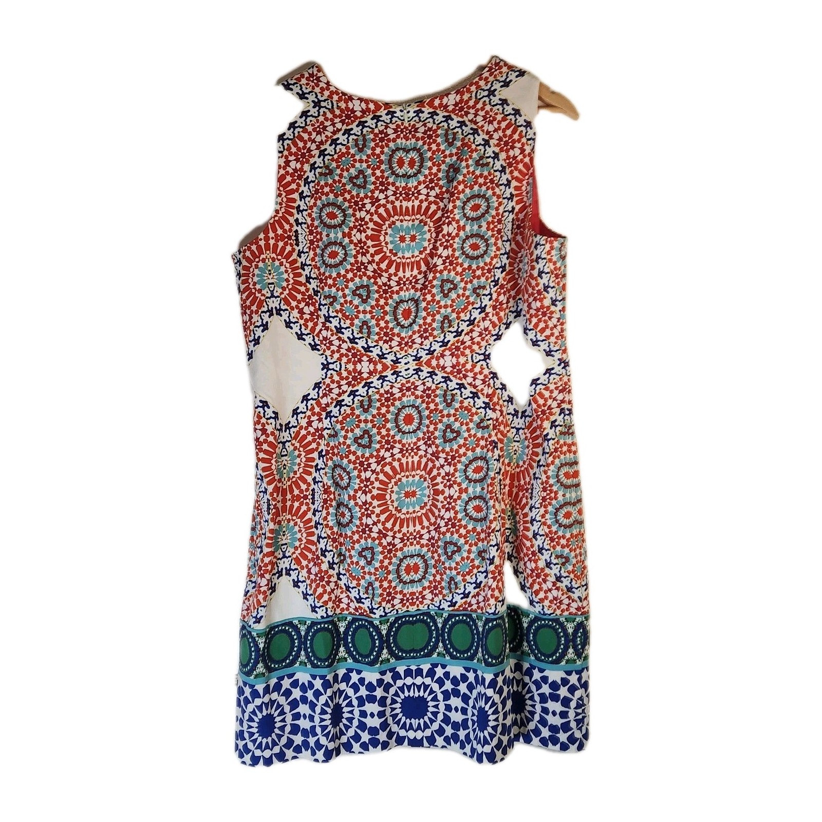 London Times 16 Geometric Mandala Shift Dress Cotton Mod Kaledescope Illusion