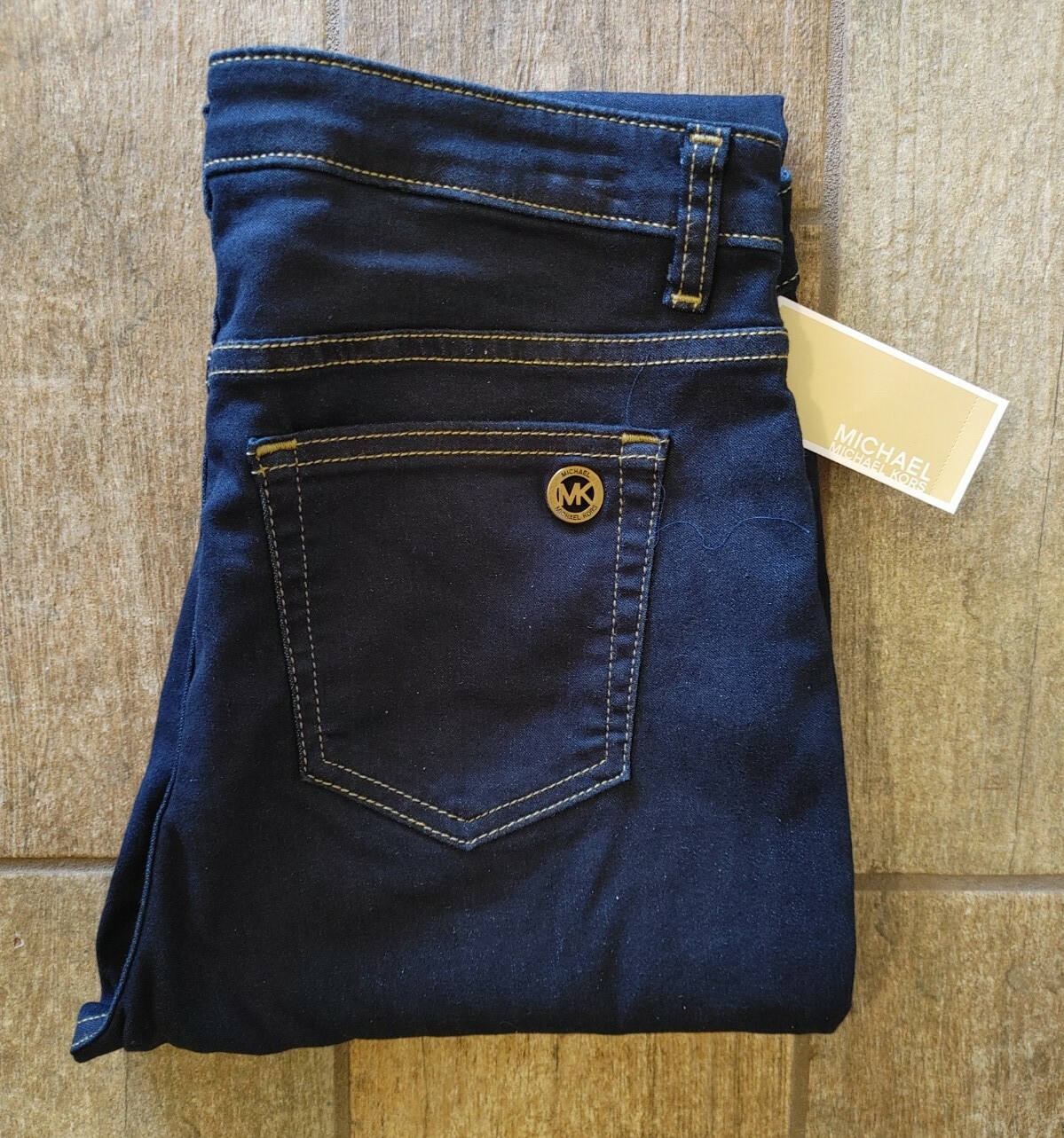 MICHAEL KORS IZZY Blue Jeans 26″ inseam ANKLE crop MK logo pocket- Skinny NEW
