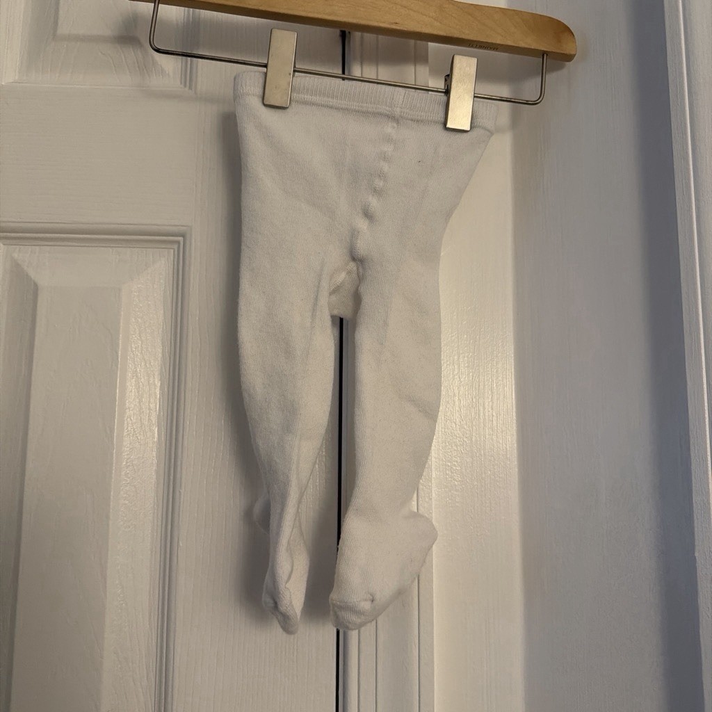 Unisex Baby White Solid Footed Tights 6-9 Months Cotton Blend, 1 Pair