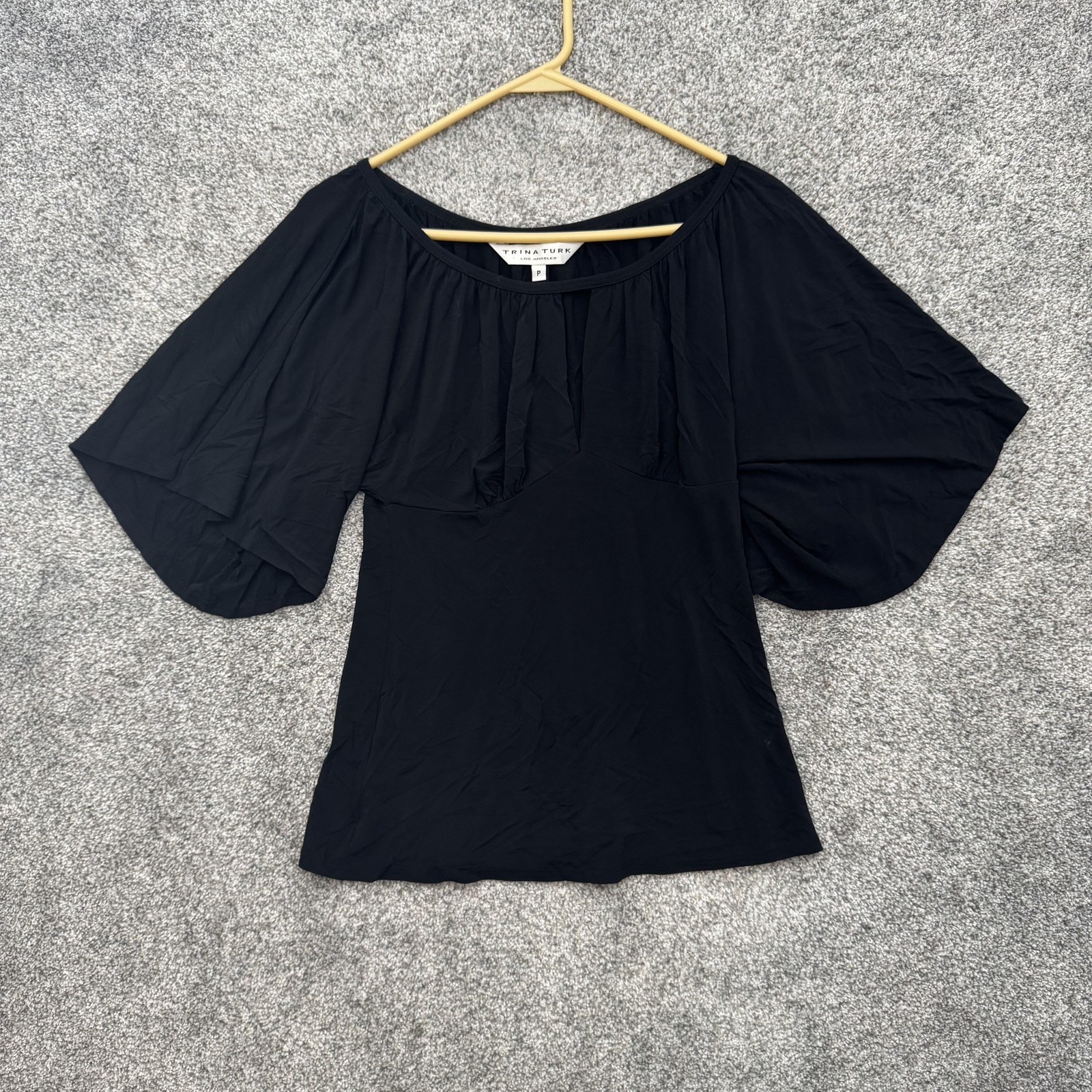 Trina Turk Top Womens Small Batwing Dolman Sleeve Stretch Rayon Made in USA
