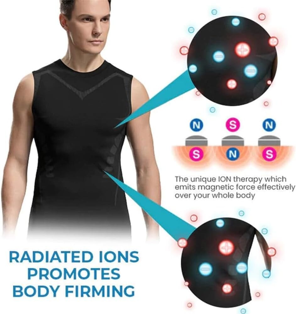 Men Compression Shirt Version Ionic Shaping Sleeveless Vest Tank Top S-2XL