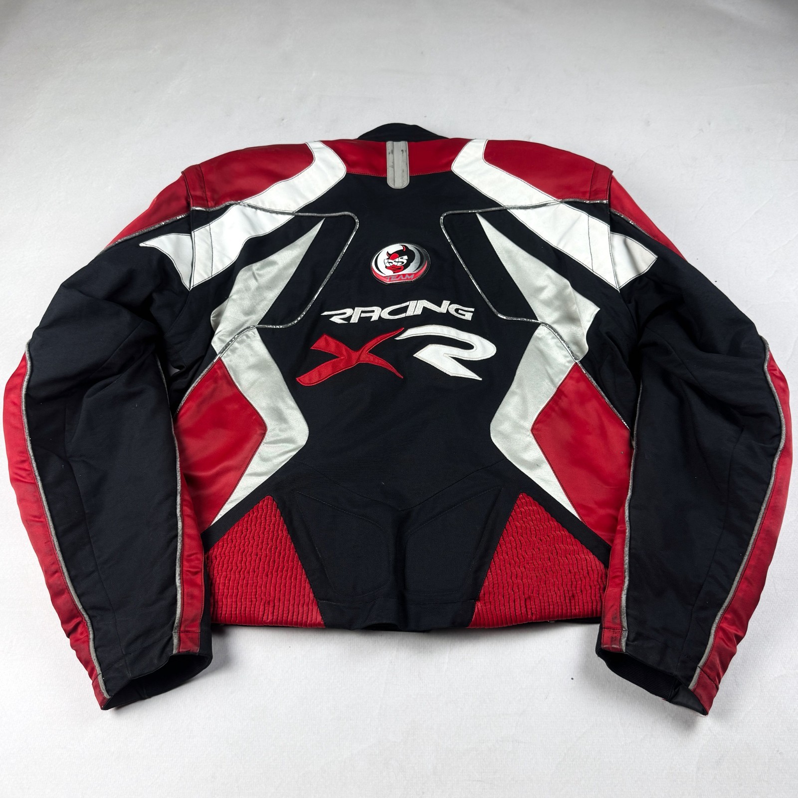 Mens Vintage IXS Racing Motorcycle Jacket Red Black Moto Biker Padded Y2K Racing