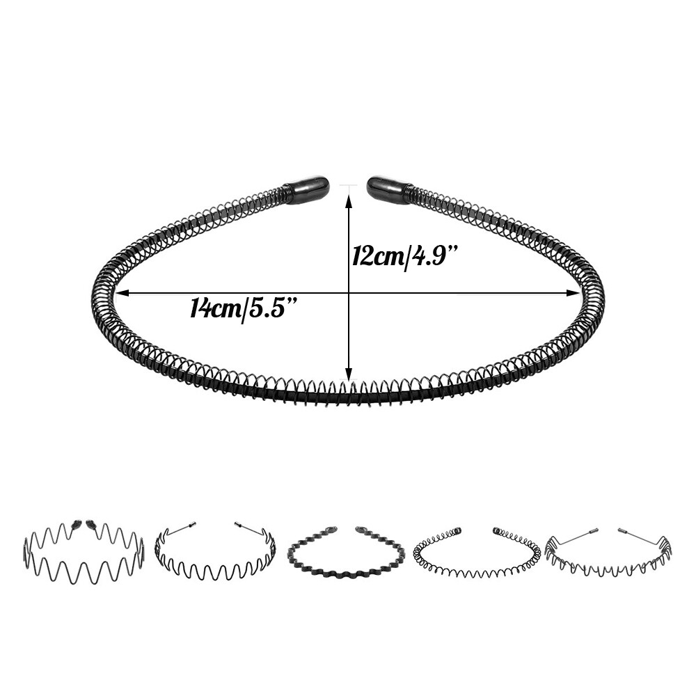 6 PCS Metal Hair Headband Wave Style Hoop Band Comb Sports Hairband Men Women