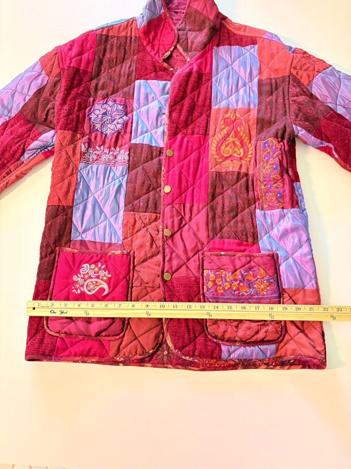 Mix Nouveau Oversized Reversible Quilted Patchwork Jacket Embroidered Boho Artsy