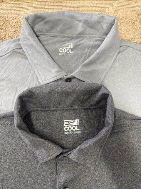 32 DEGREES Cool Men’s Polo Performance 2 Pack polo shirt (GRAY/LT GRAY XL )NWOT