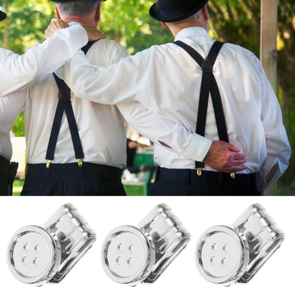 6 Pcs Metal Adjustment Buckle Work Man Button Suspenders Buttons for Pants