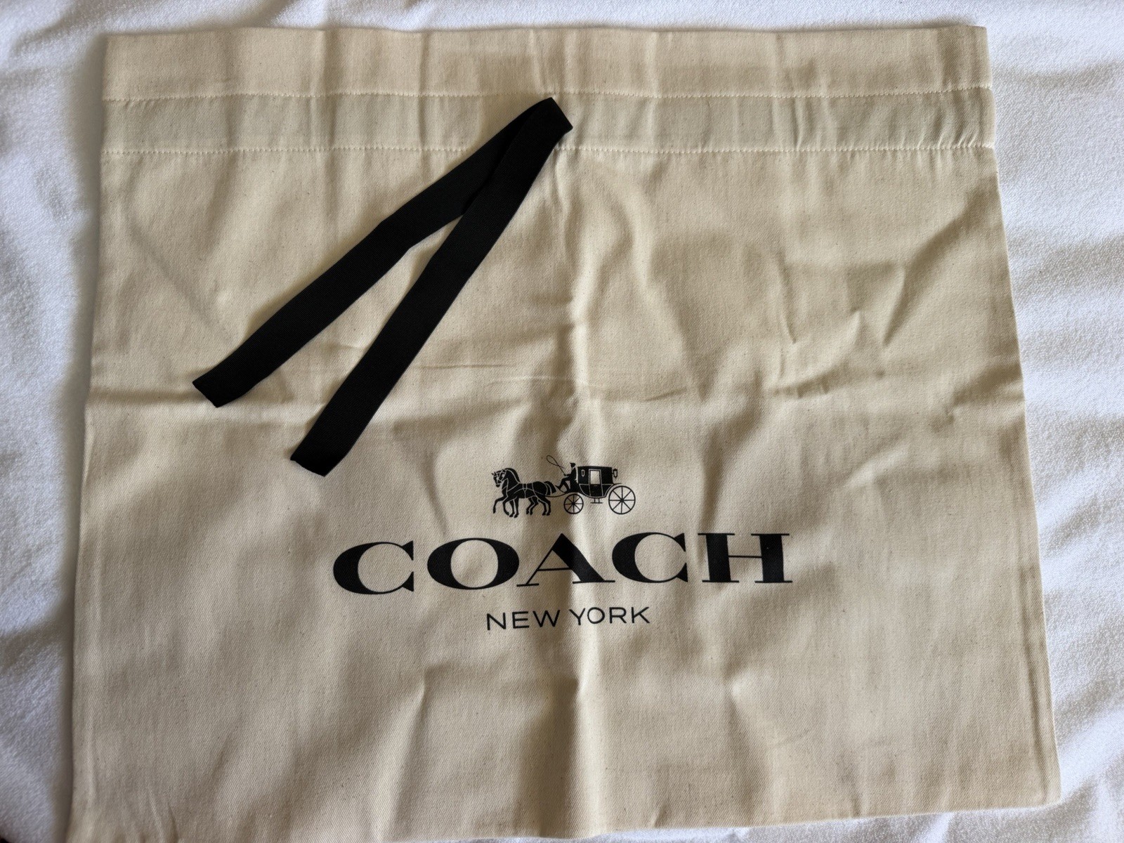 NWT Coach Mollie Tote 25 Black Metallic Logo Bundle w/ Strap, Charm, Dust Bag