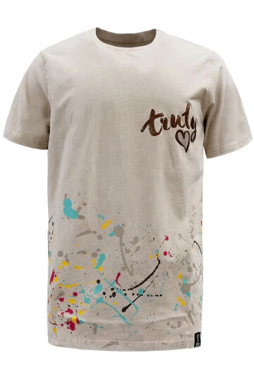 REBEL MINDS Men’s Casual Truly Yours Paint Splatter Graphic T-Shirt 141-161