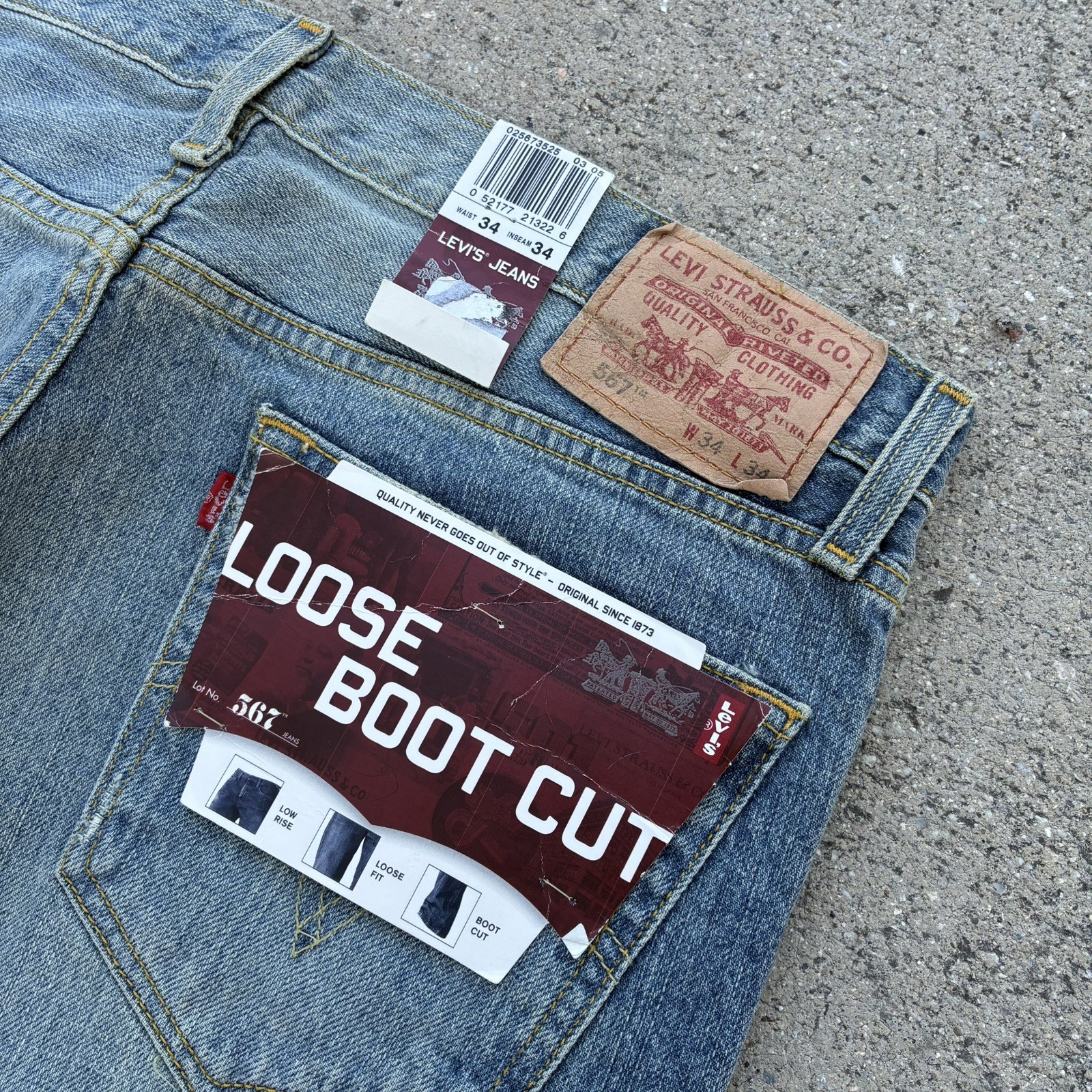 VTG Levi’s 567 Loose Boot Cut Blue Jeans Men’s 34X34 DEADSTOCK NWT