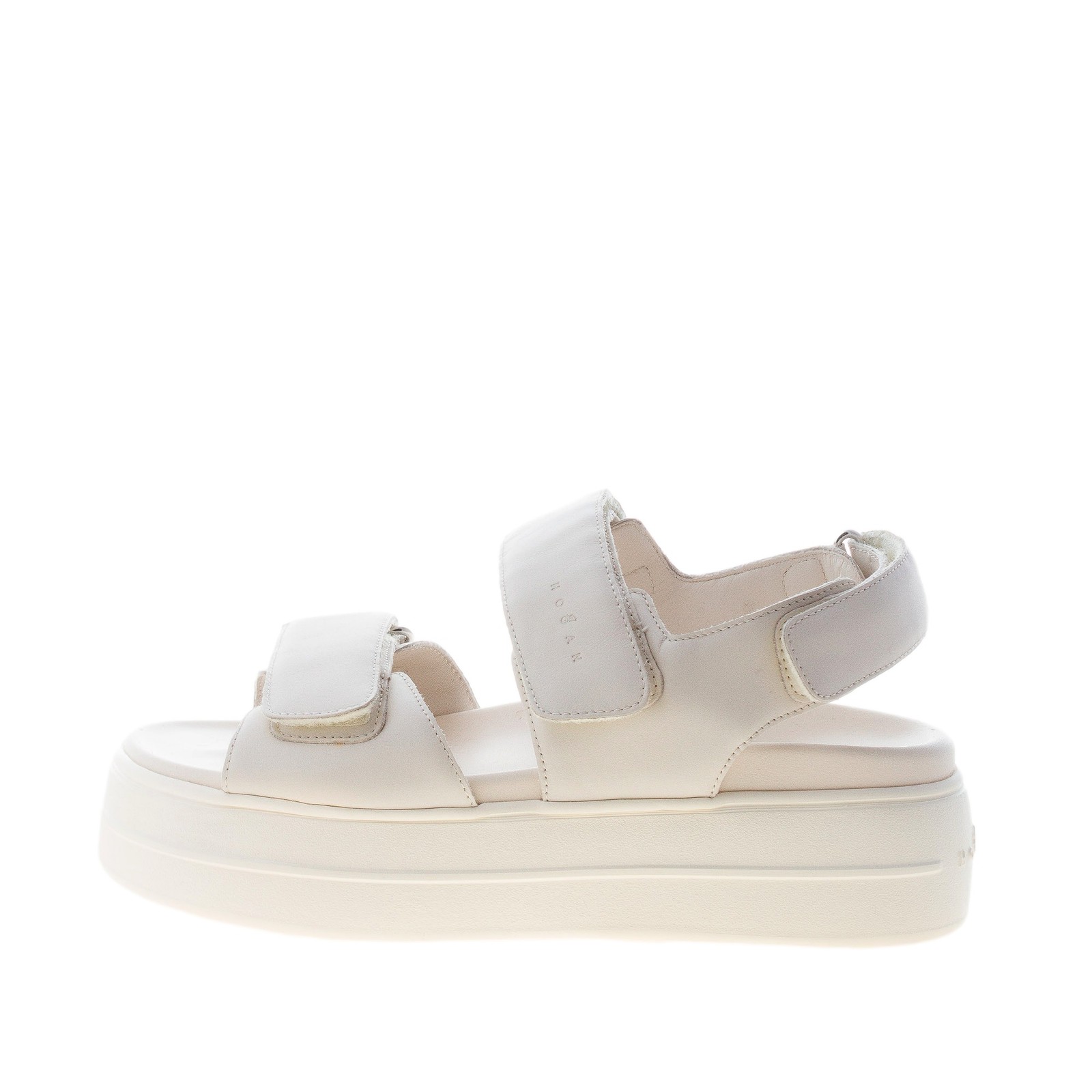 HOGAN women shoes H680 sandal in yogurt tone leather hook and loop strap