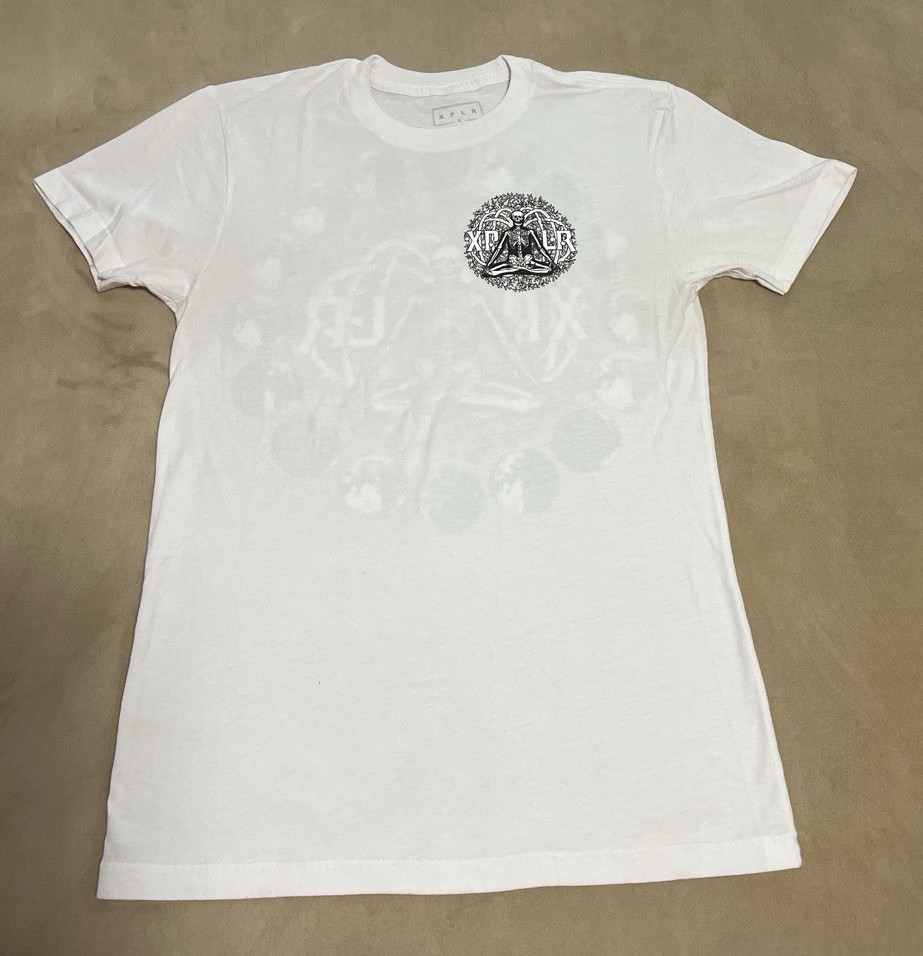 XPLR Unisex White Double-Sided Graphic Logo Cotton Knit T-Shirt Size S