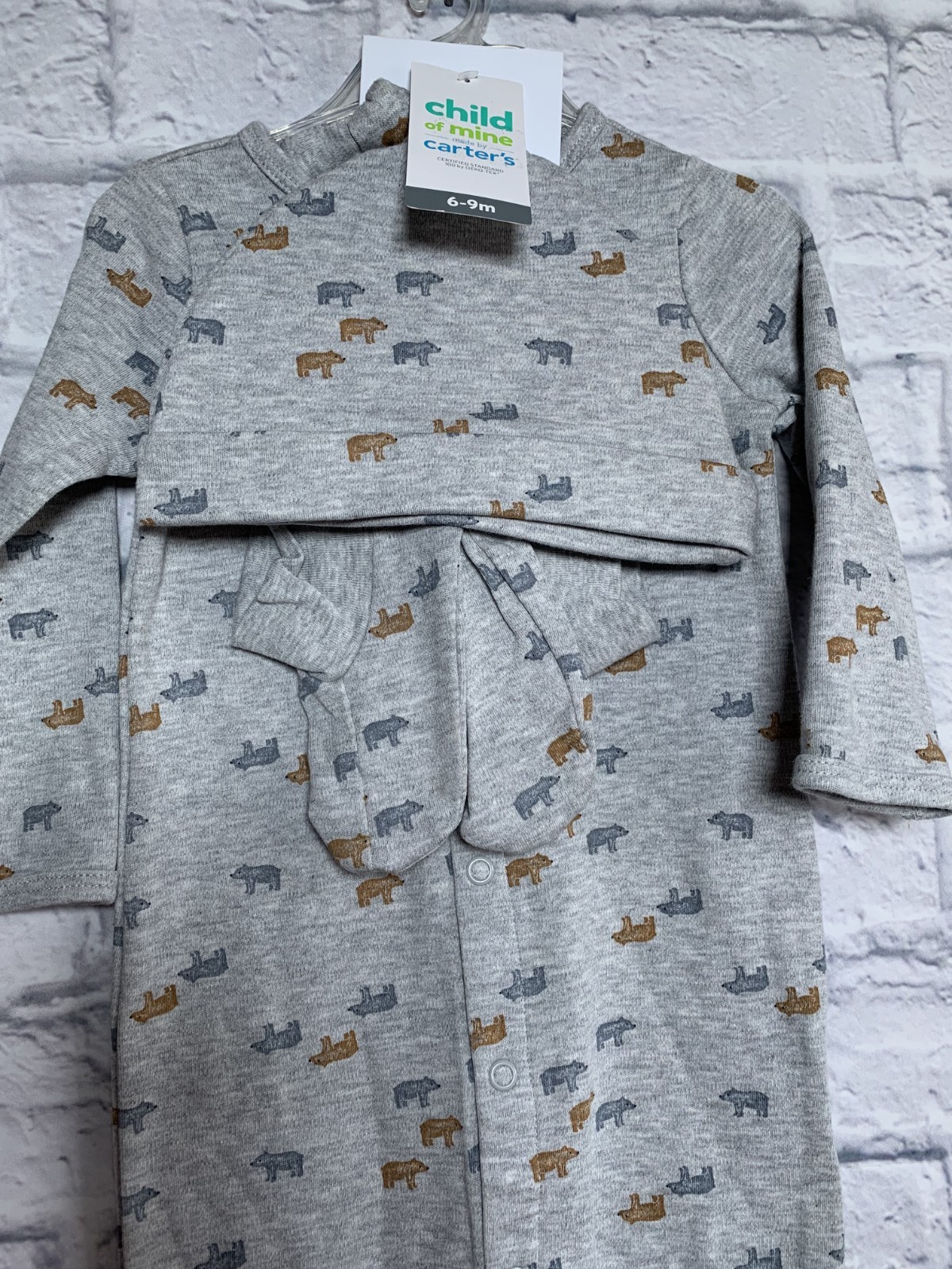 Carters Bear Print 3-piece Matching Set W/Snap Suit, Hat, & Booties 6-9M NWT.