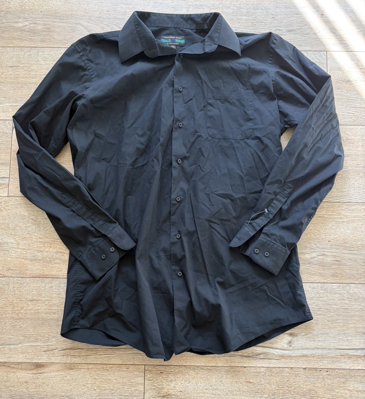 Men’s Alexander Julian Colours 2XLTall Black Long Sleeve Shirt 18, 36-37 Tall