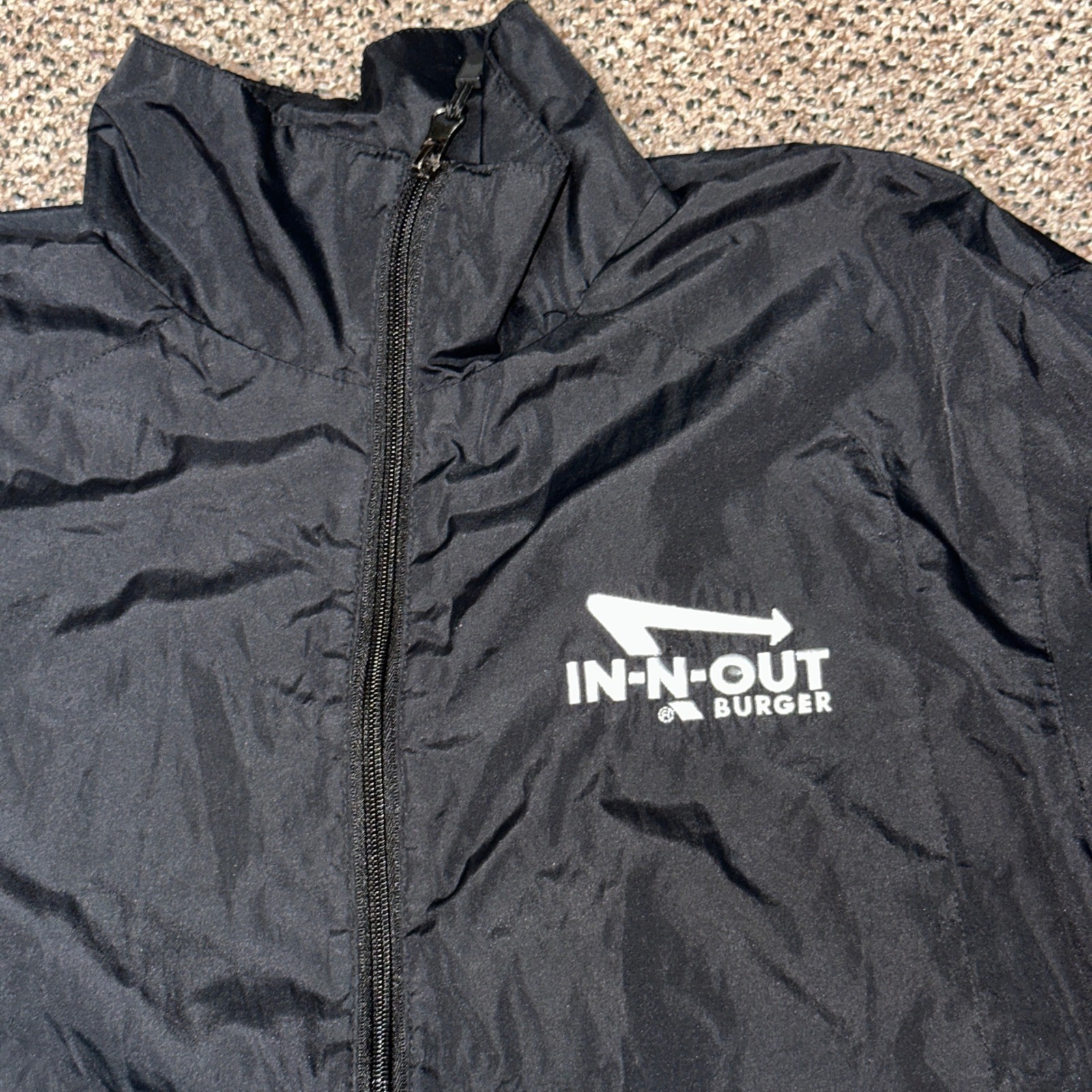 In-N-Out Burger Windbreaker Jacket Black Full Zip Employee Uniform Logo Mens L