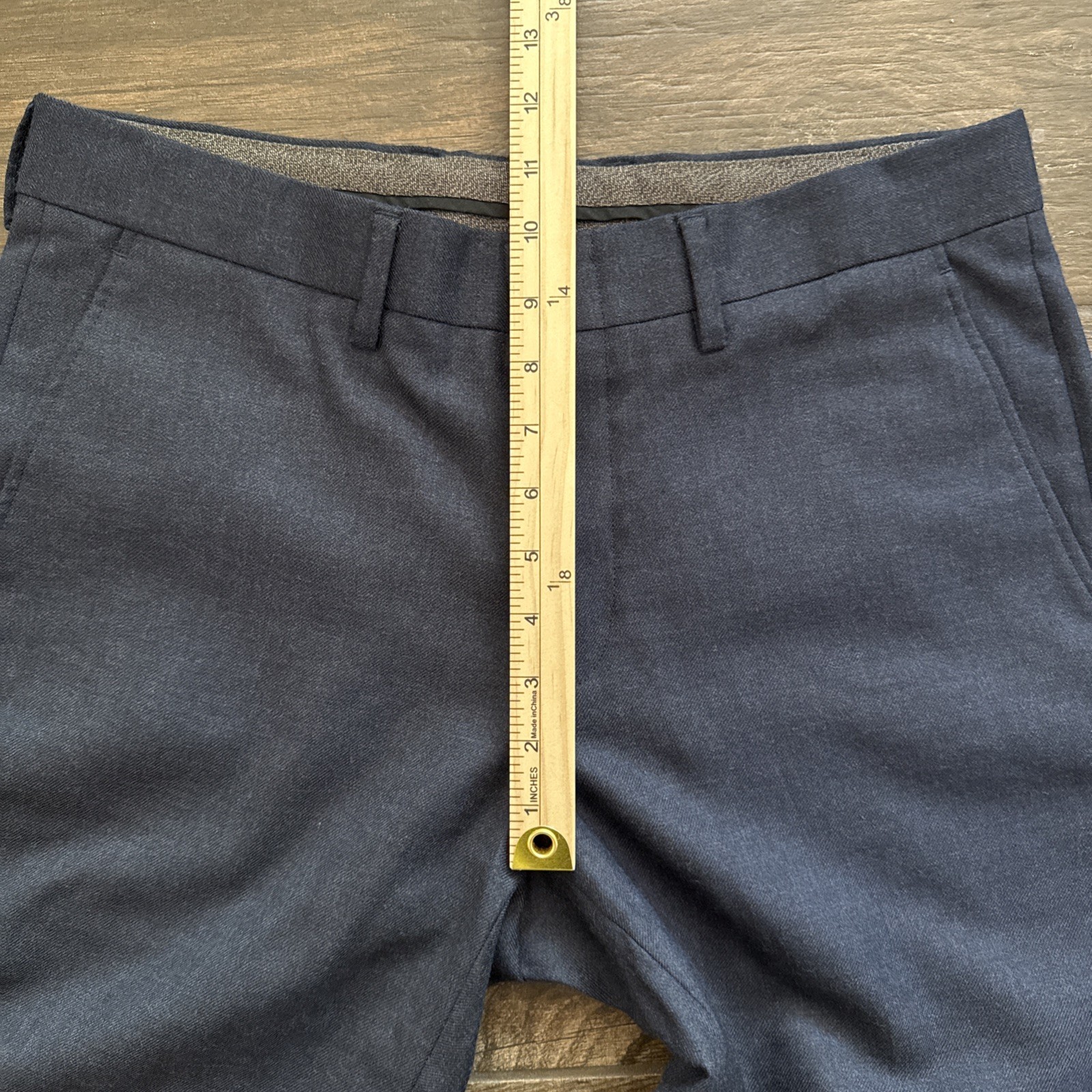 J.Crew Bowery Dress Pants Men 32×32 Blue 100% Wool Slim Flat Front Trousers