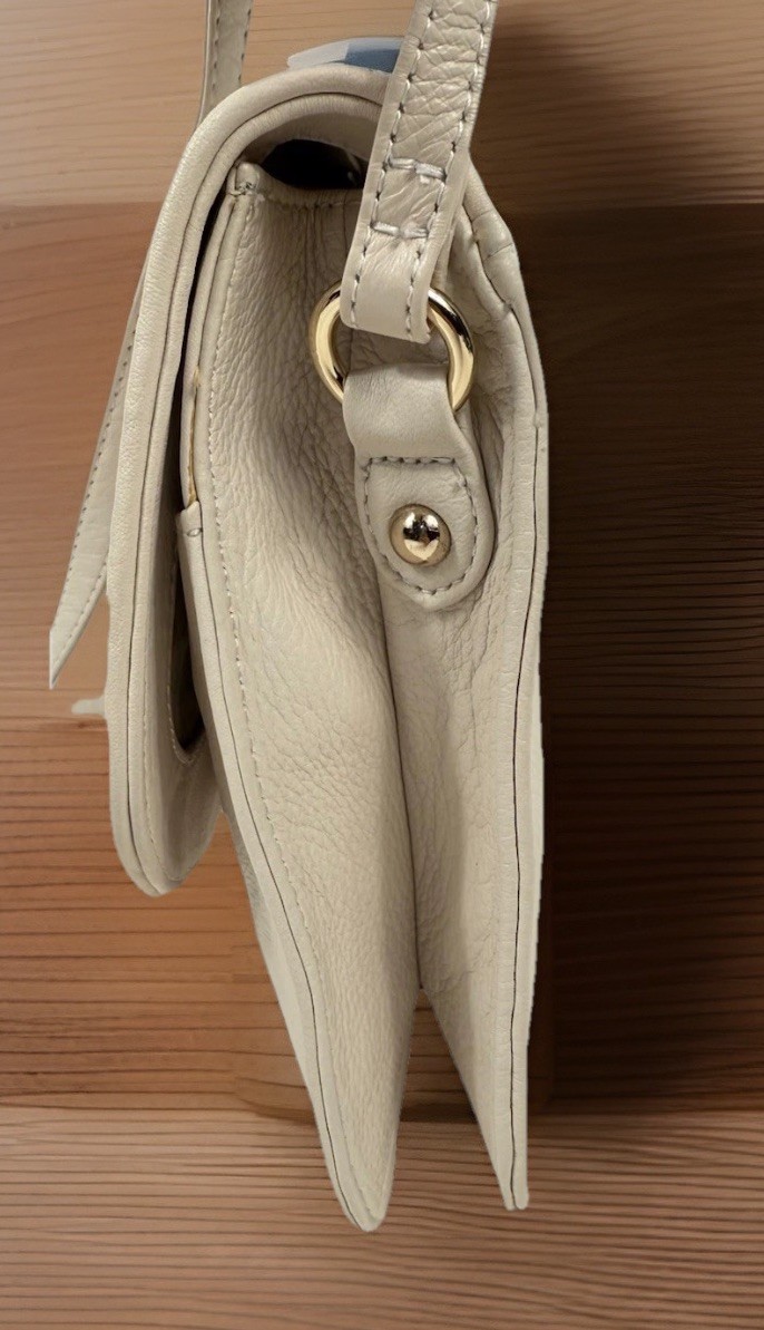 Elliot Lucca Rojo Flap Ivory Leather Crossbody Bag