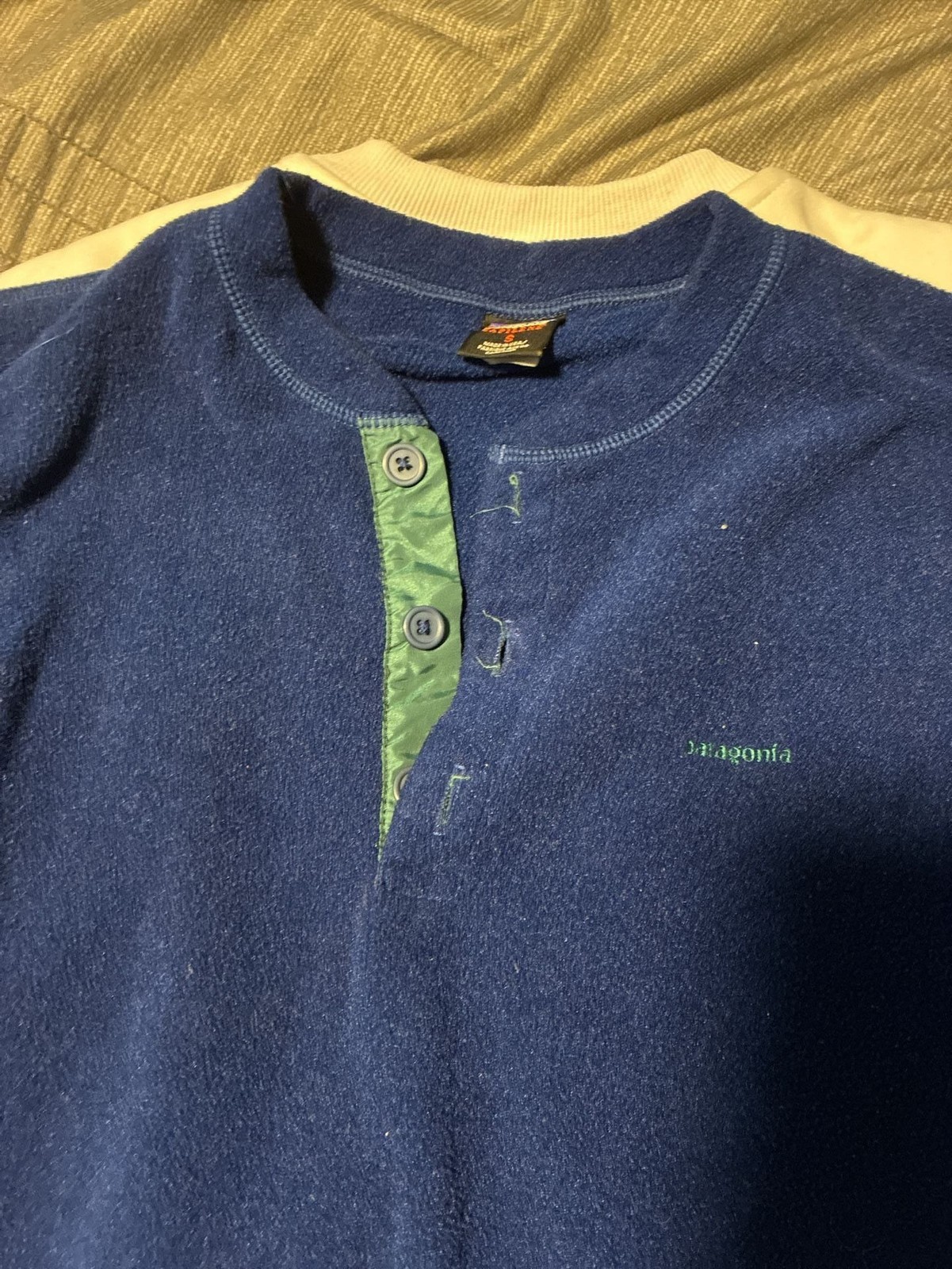 Vintage Patagonia Capilene Henley Fleece Base Layer Blue Mens Size Small USA
