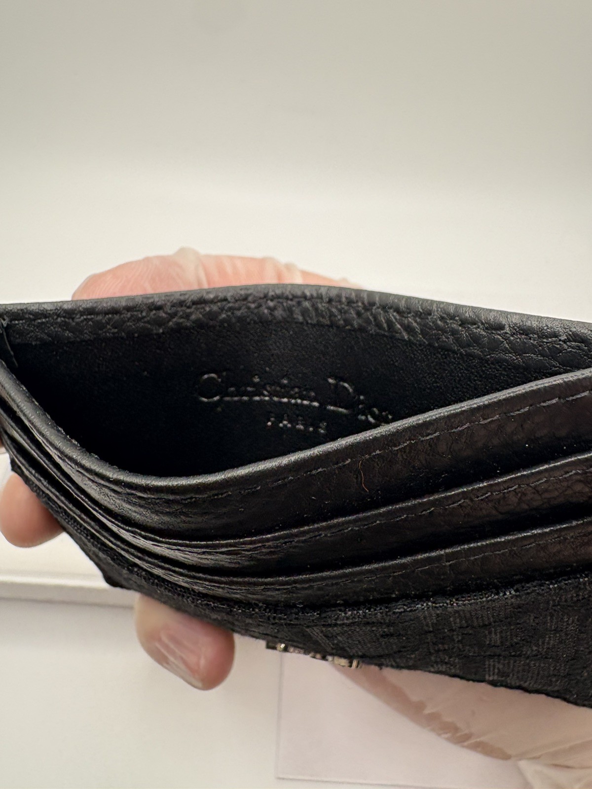 Black Christian Dior Oblique Jacquard Card Holder