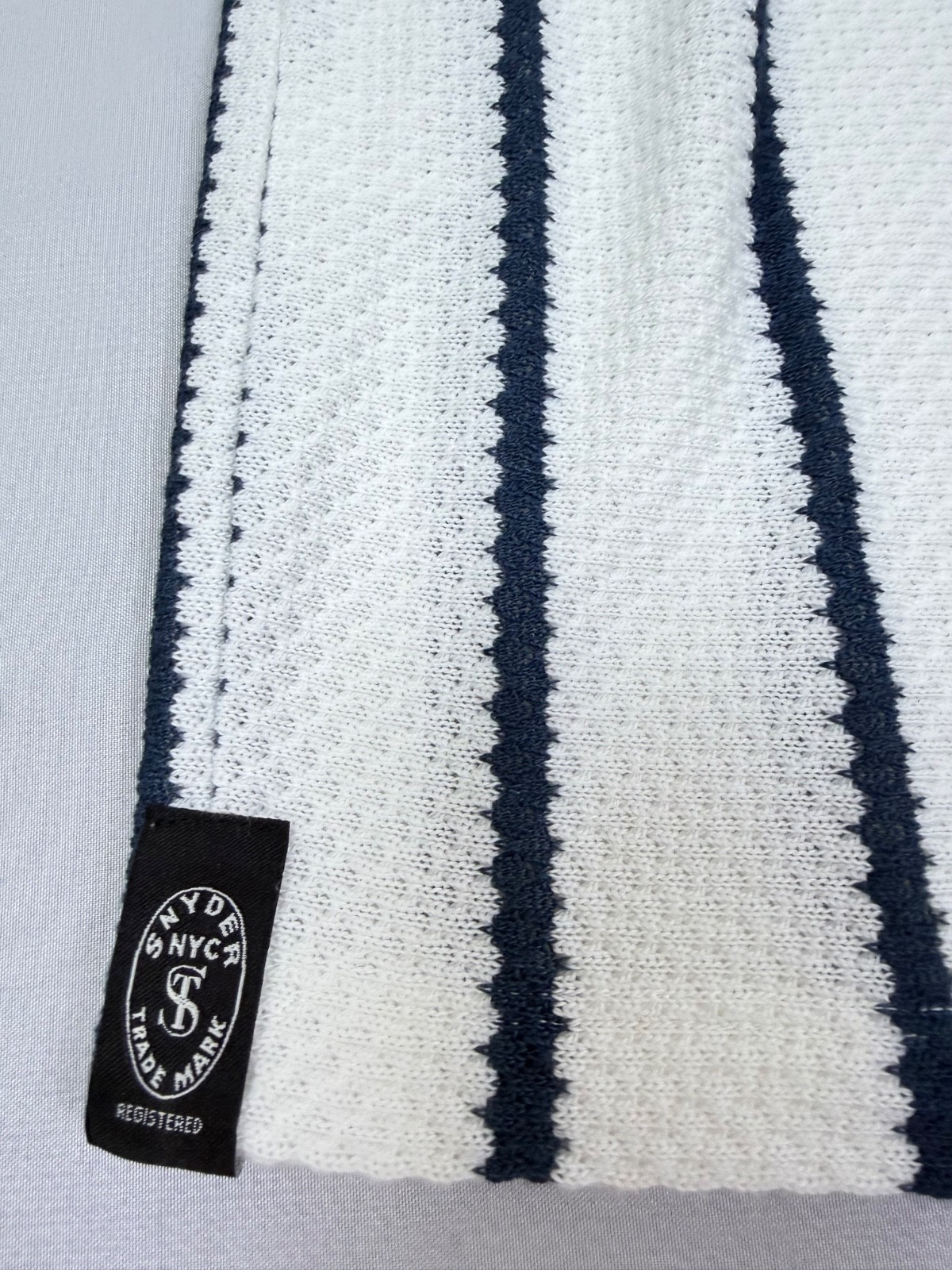 Todd Snyder Relaxed Textured Montauk Polo Coastal White Stripe Cotton Linen S