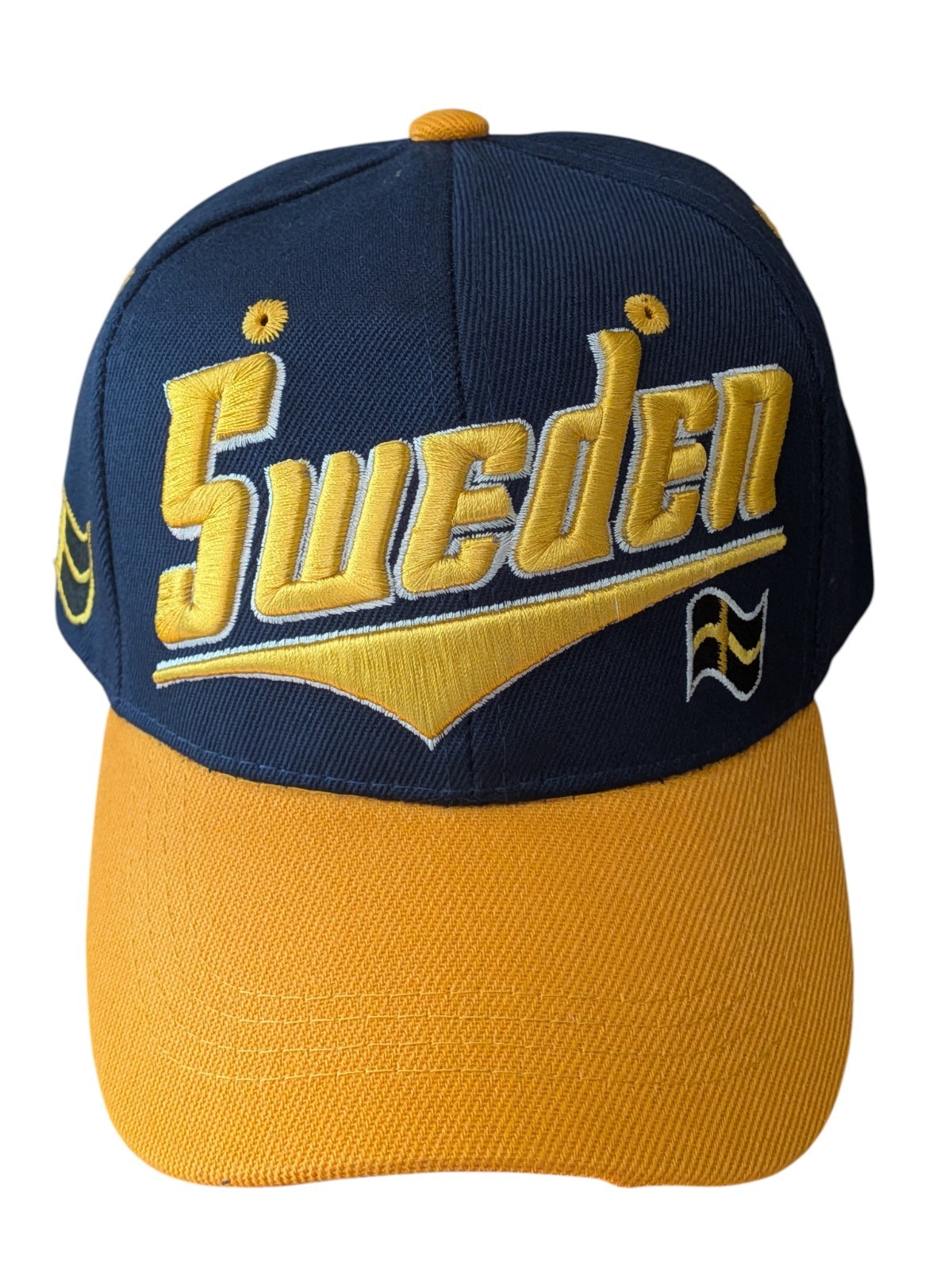 Sweden Flag Under Brim Navy/Yellow Baseball Hat Cap