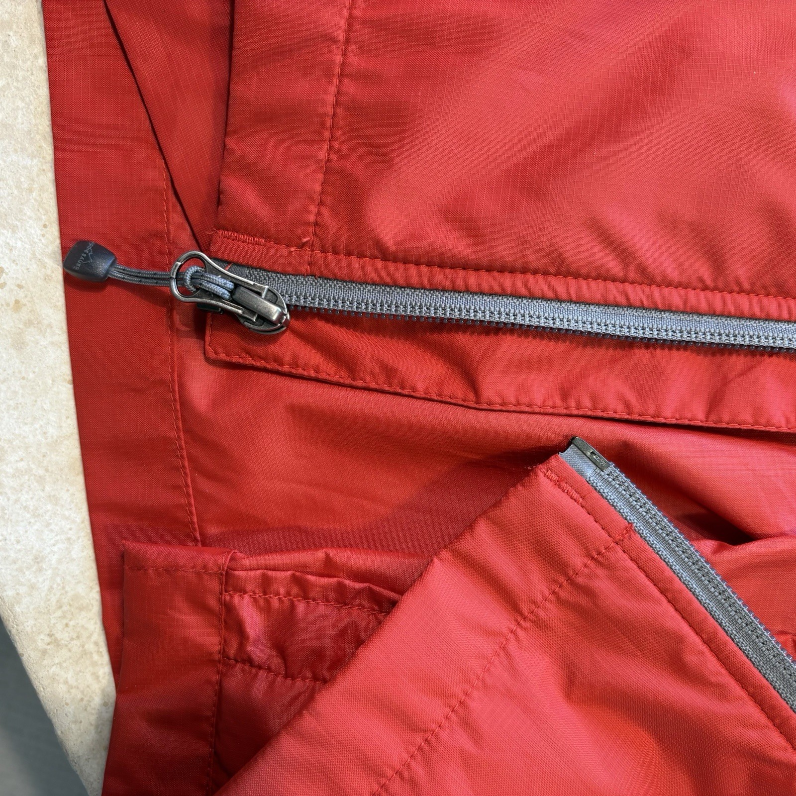 Eddie Bauer Hooded Windbreaker Jacket Large Orange Hiking Casual